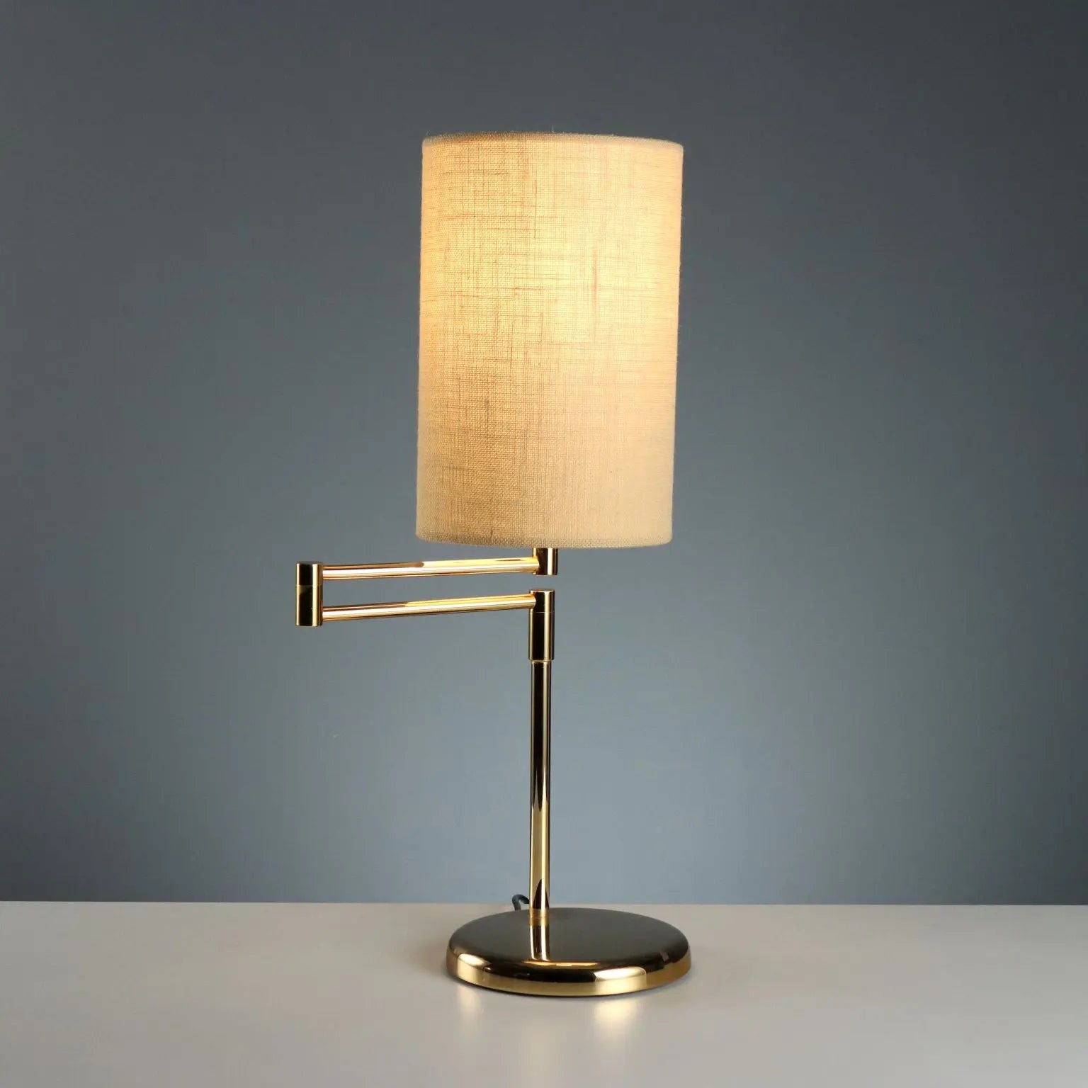 Vintage Table Lamp Metal Fabric Design Italy 1980s