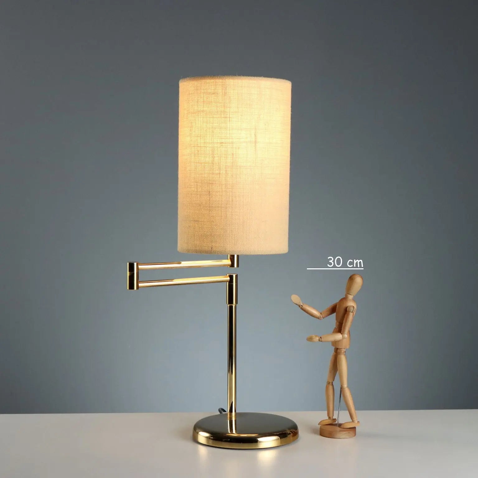 Vintage Table Lamp Metal Fabric Design Italy 1980s