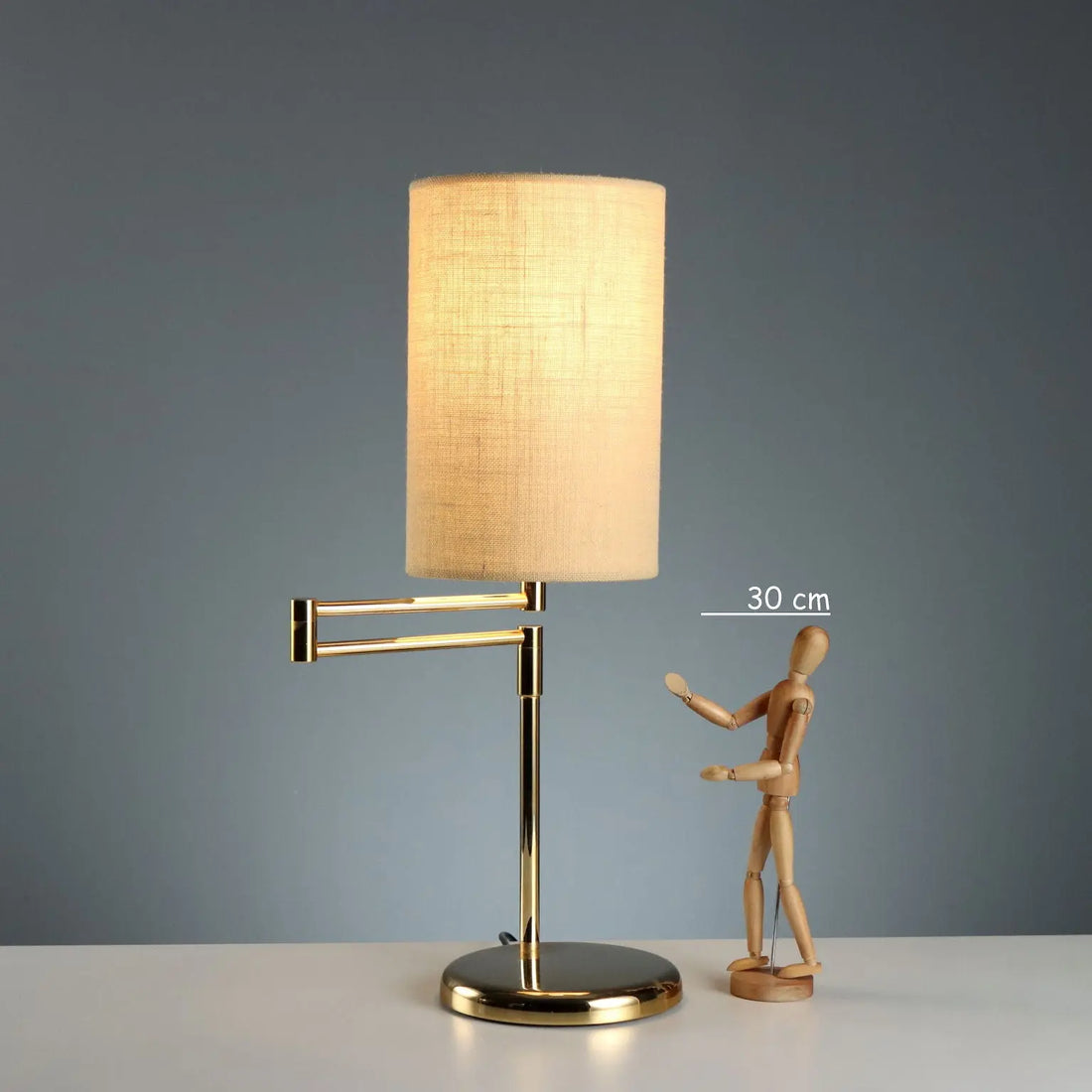 Vintage Table Lamp Metal Fabric Design Italy 1980s