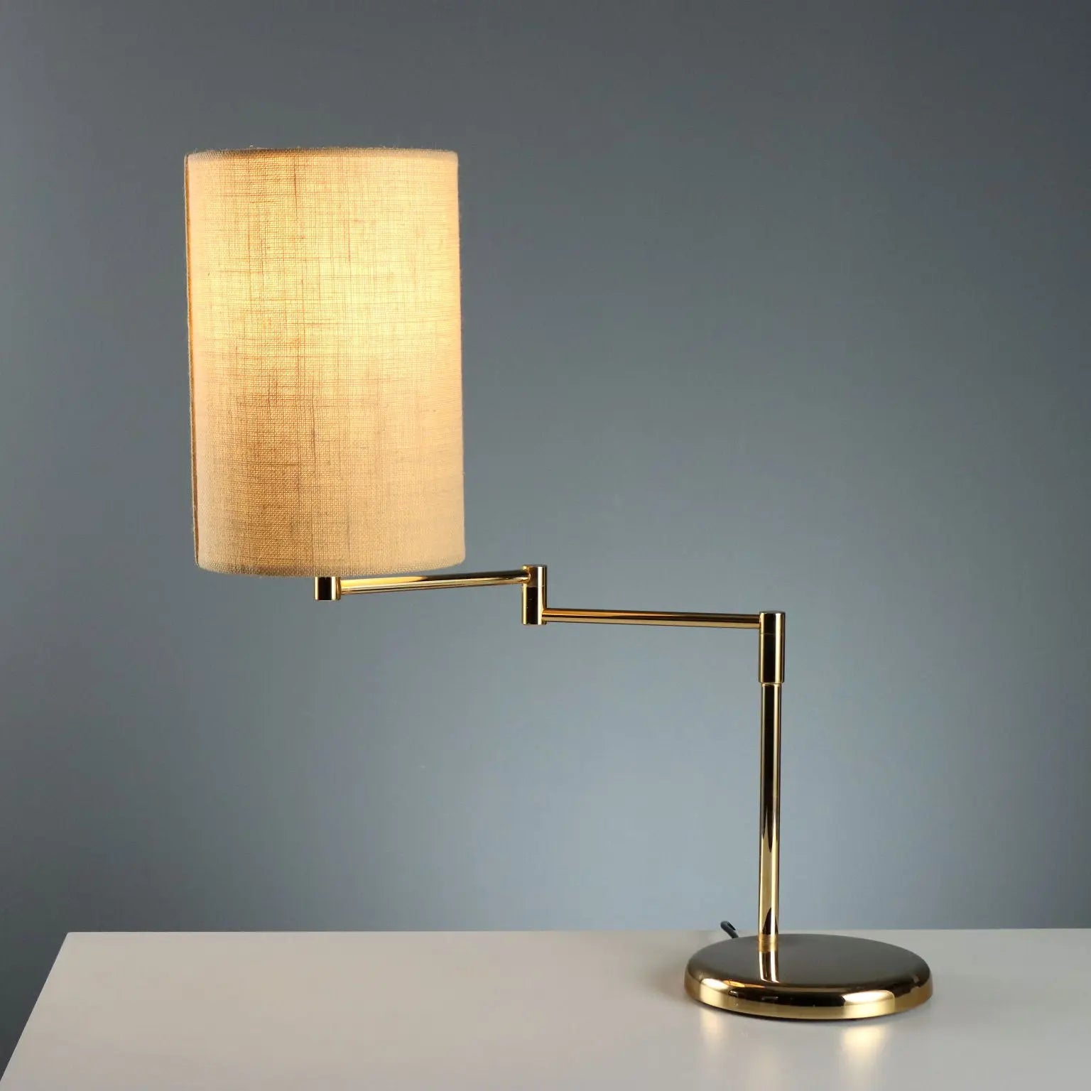 Vintage Table Lamp Metal Fabric Design Italy 1980s