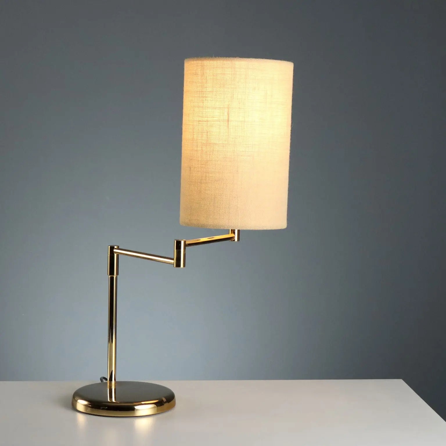 Vintage Table Lamp Metal Fabric Design Italy 1980s