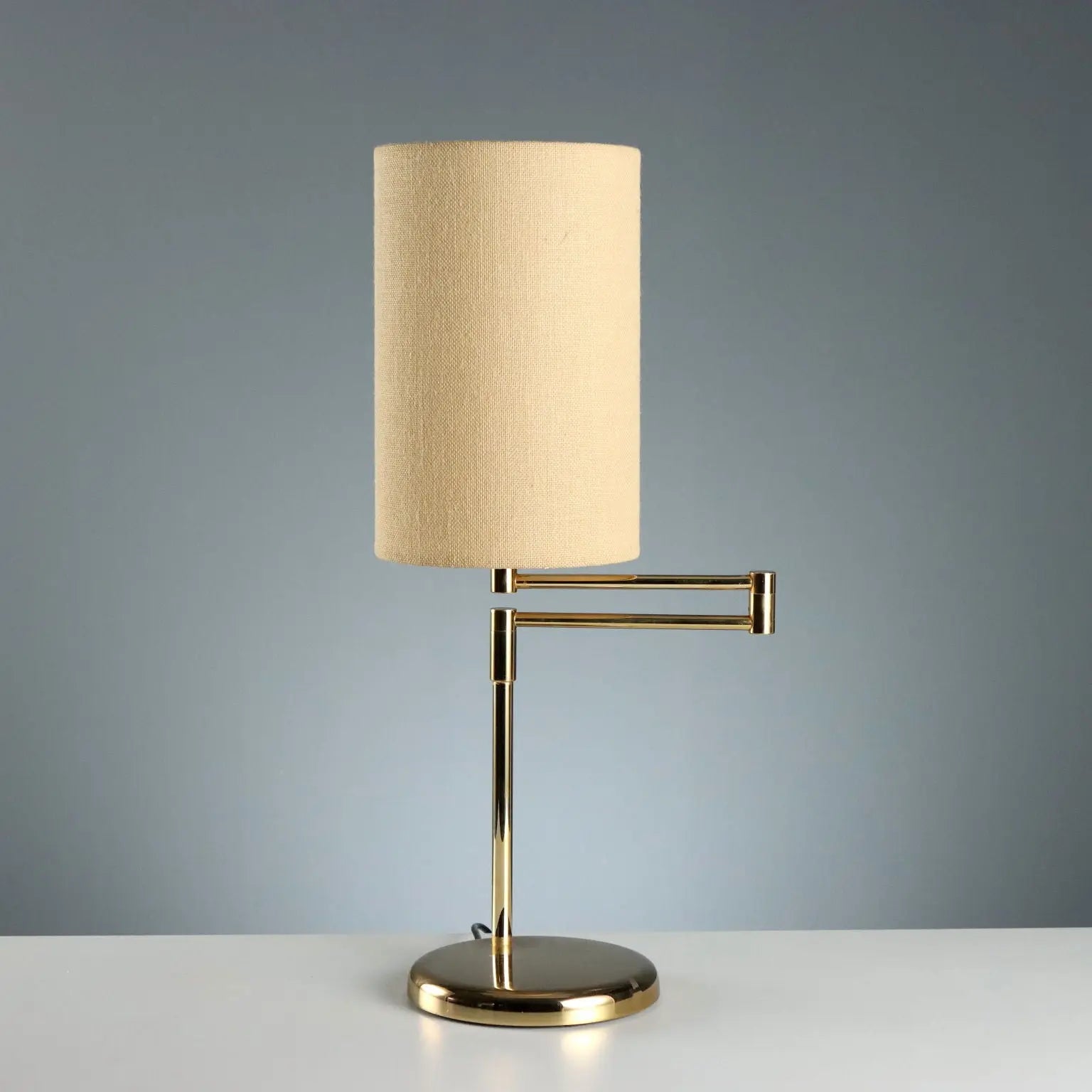 Vintage Table Lamp Metal Fabric Design Italy 1980s