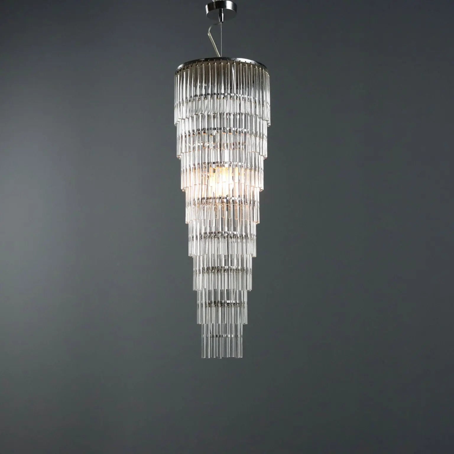 Vintage Ceiling Lamp Transparent Glass Design Italy 1990s