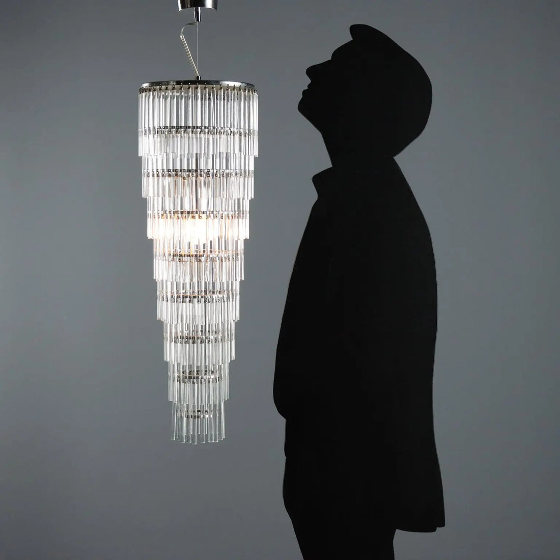 Vintage Ceiling Lamp Transparent Glass Design Italy 1990s
