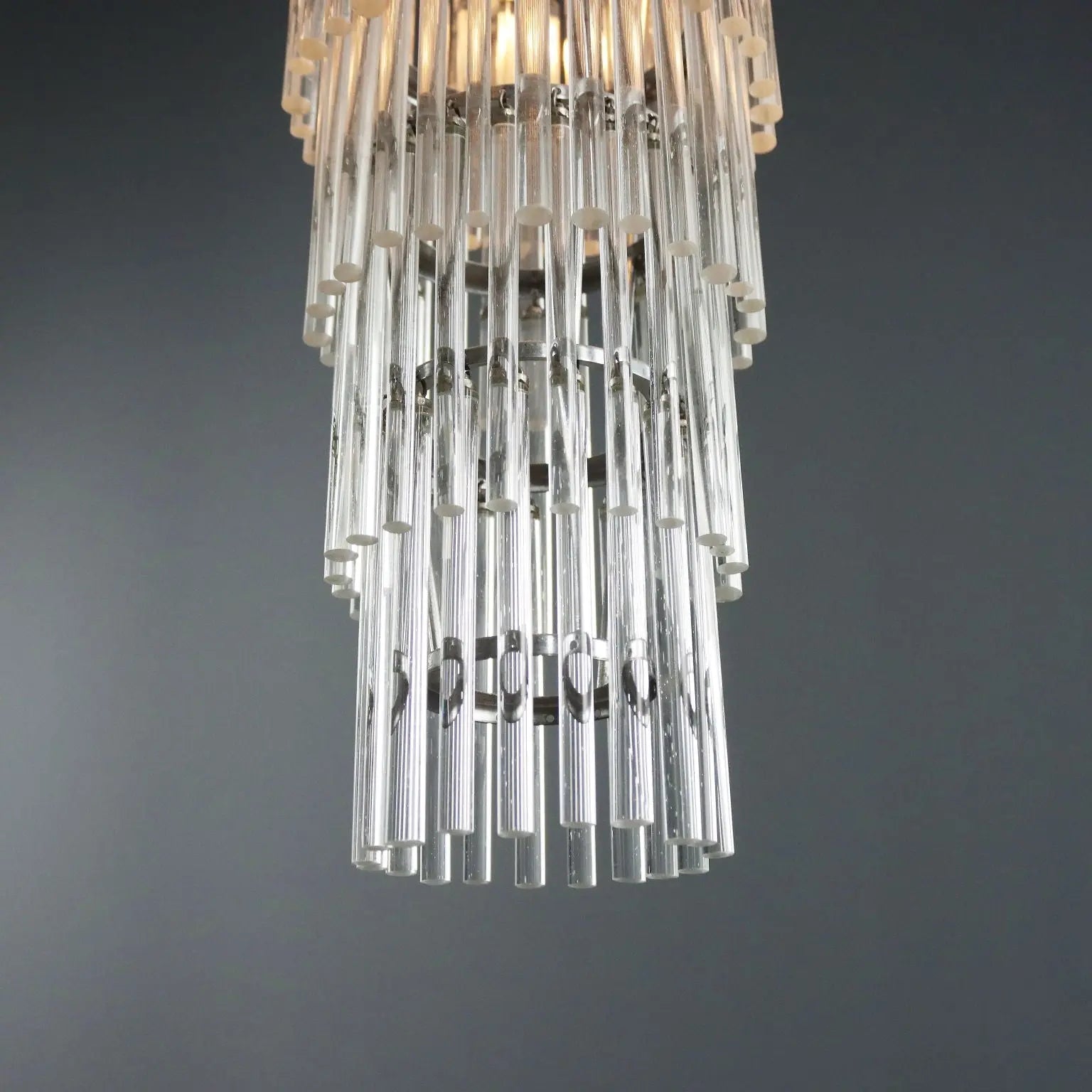 Vintage Ceiling Lamp Transparent Glass Design Italy 1990s
