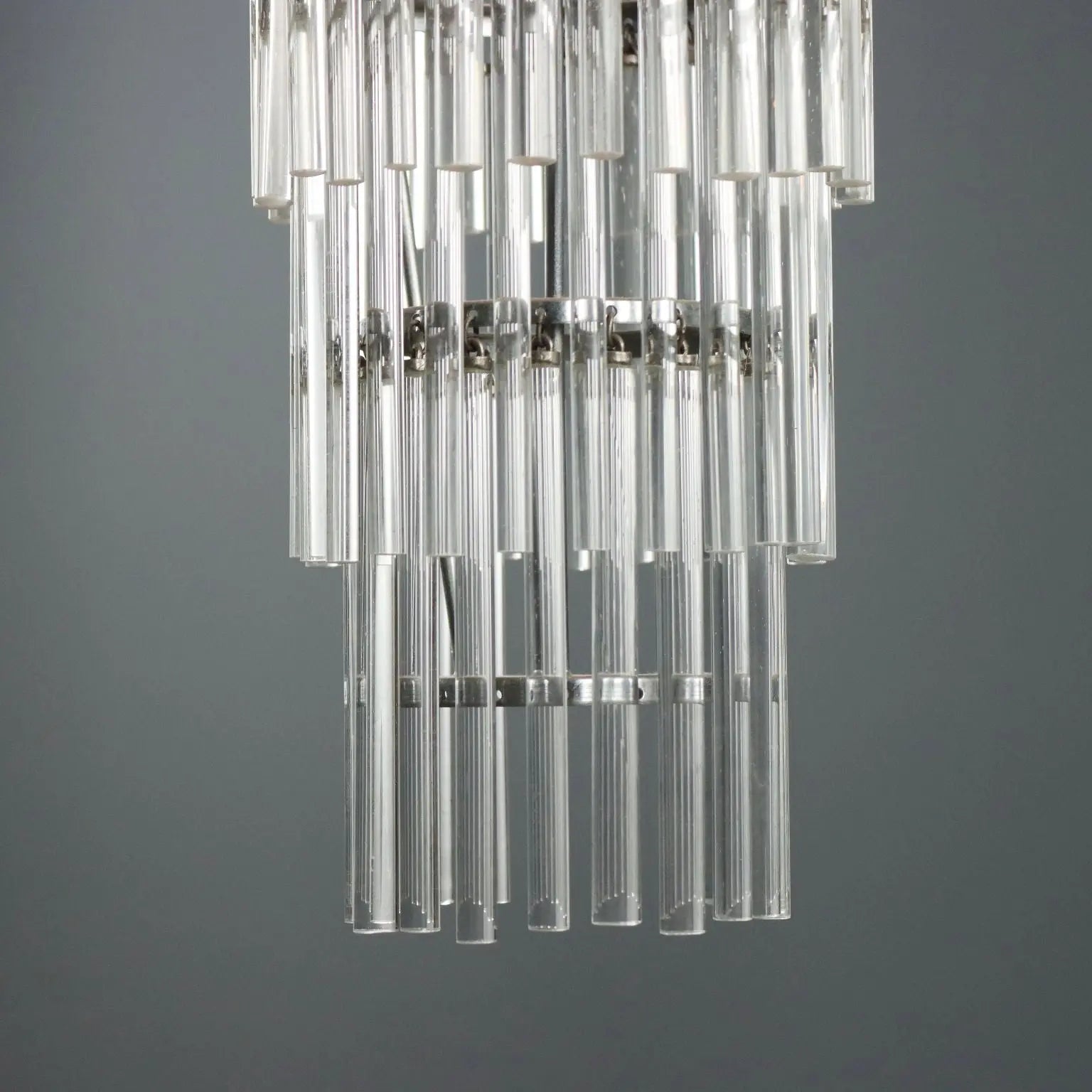 Vintage Ceiling Lamp Transparent Glass Design Italy 1990s