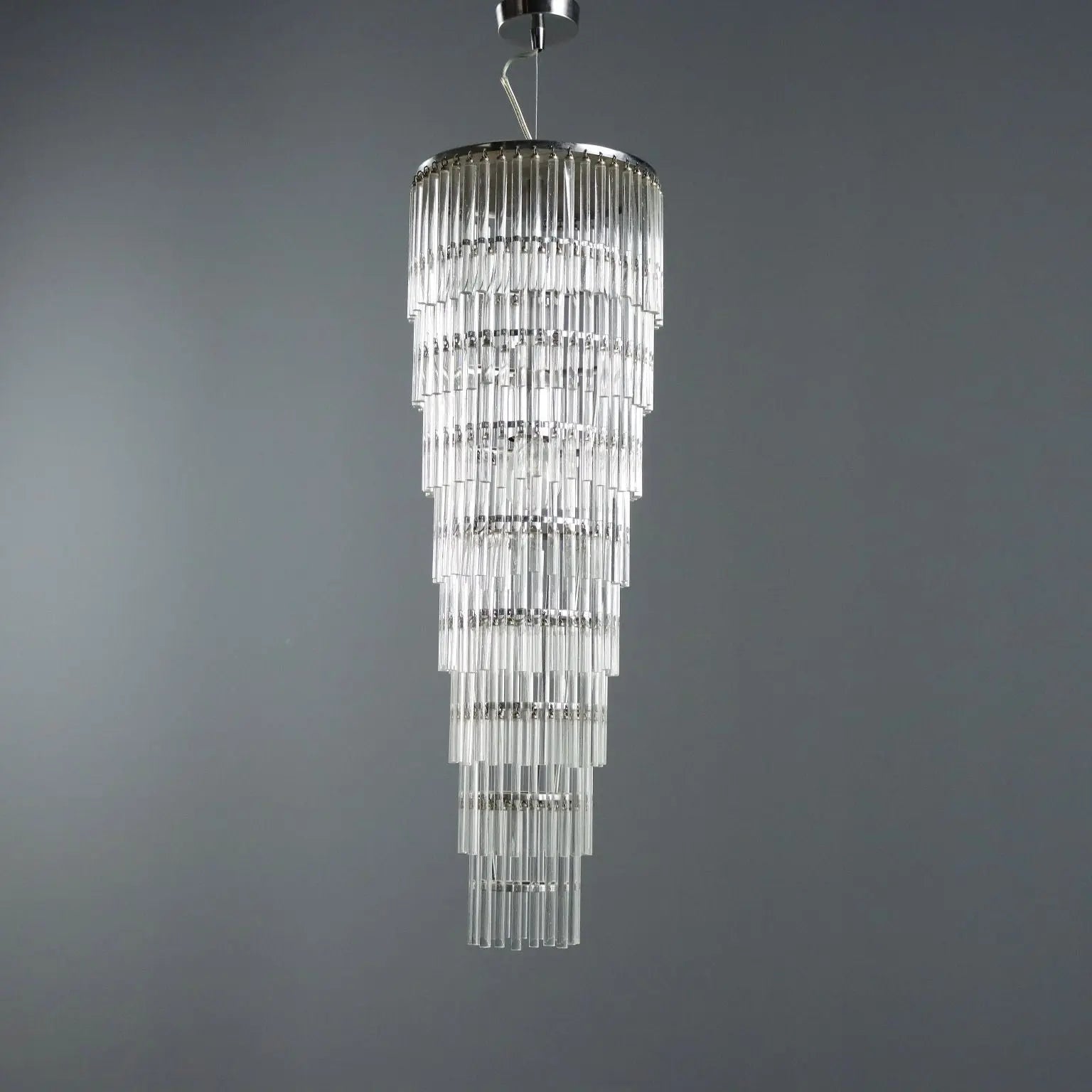 Vintage Ceiling Lamp Transparent Glass Design Italy 1990s