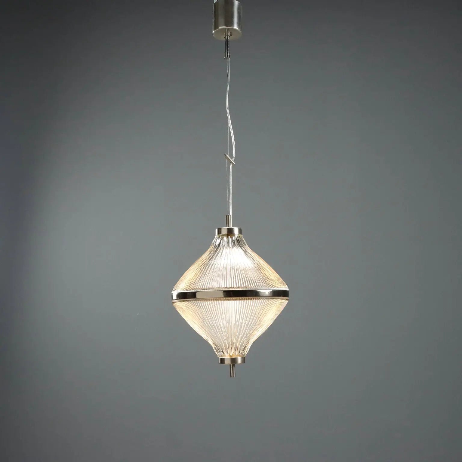 1960s Glass and Metal Ceiling Lamp