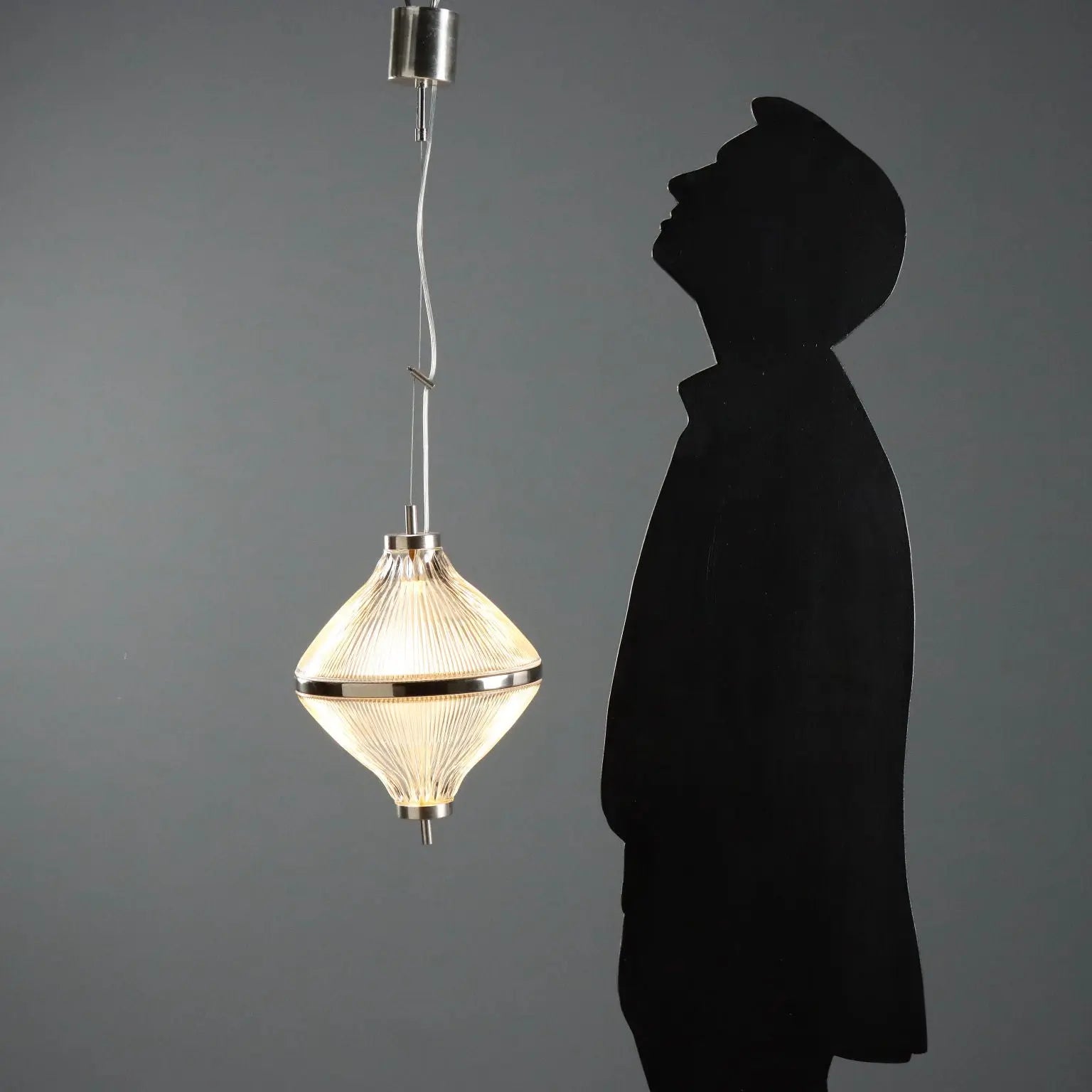 1960s Glass and Metal Ceiling Lamp