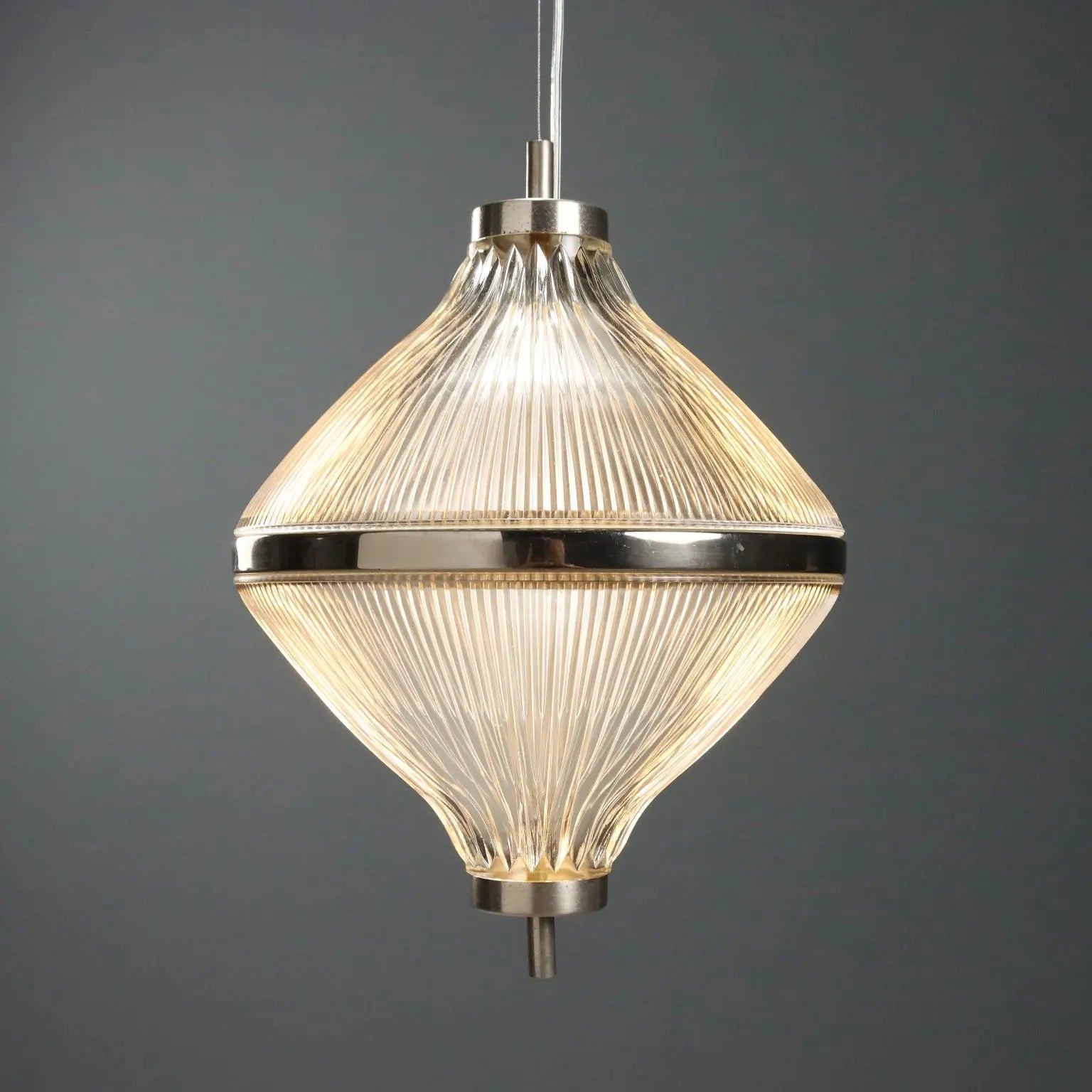 1960s Glass and Metal Ceiling Lamp