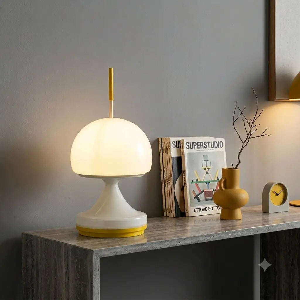 Vintage Table Lamp Glass Double Switch Italy 1970s