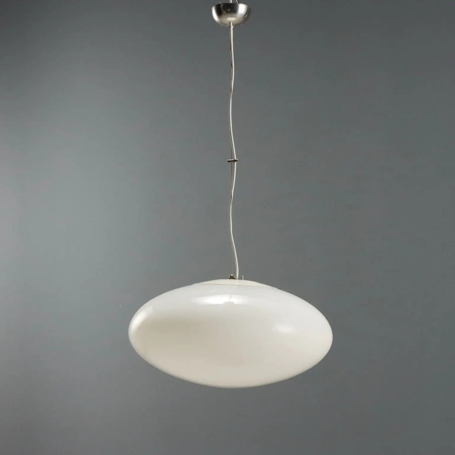 Vintage Lamp UFO Style Enamelled Metal Glass Design Italy 1960s