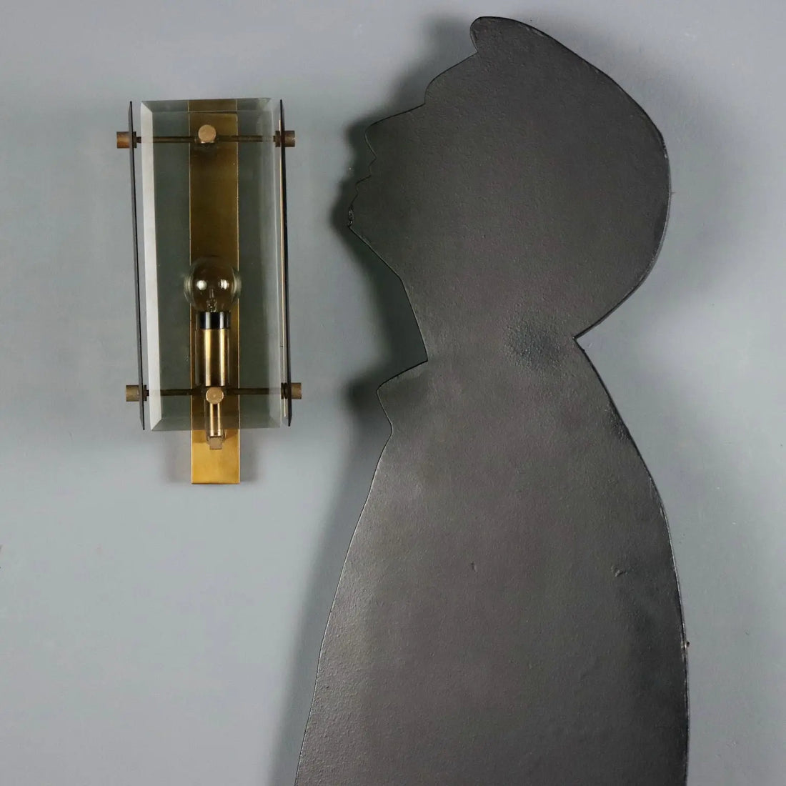 Vintage Wall Lamp Brass Glass Design Italy 1960s