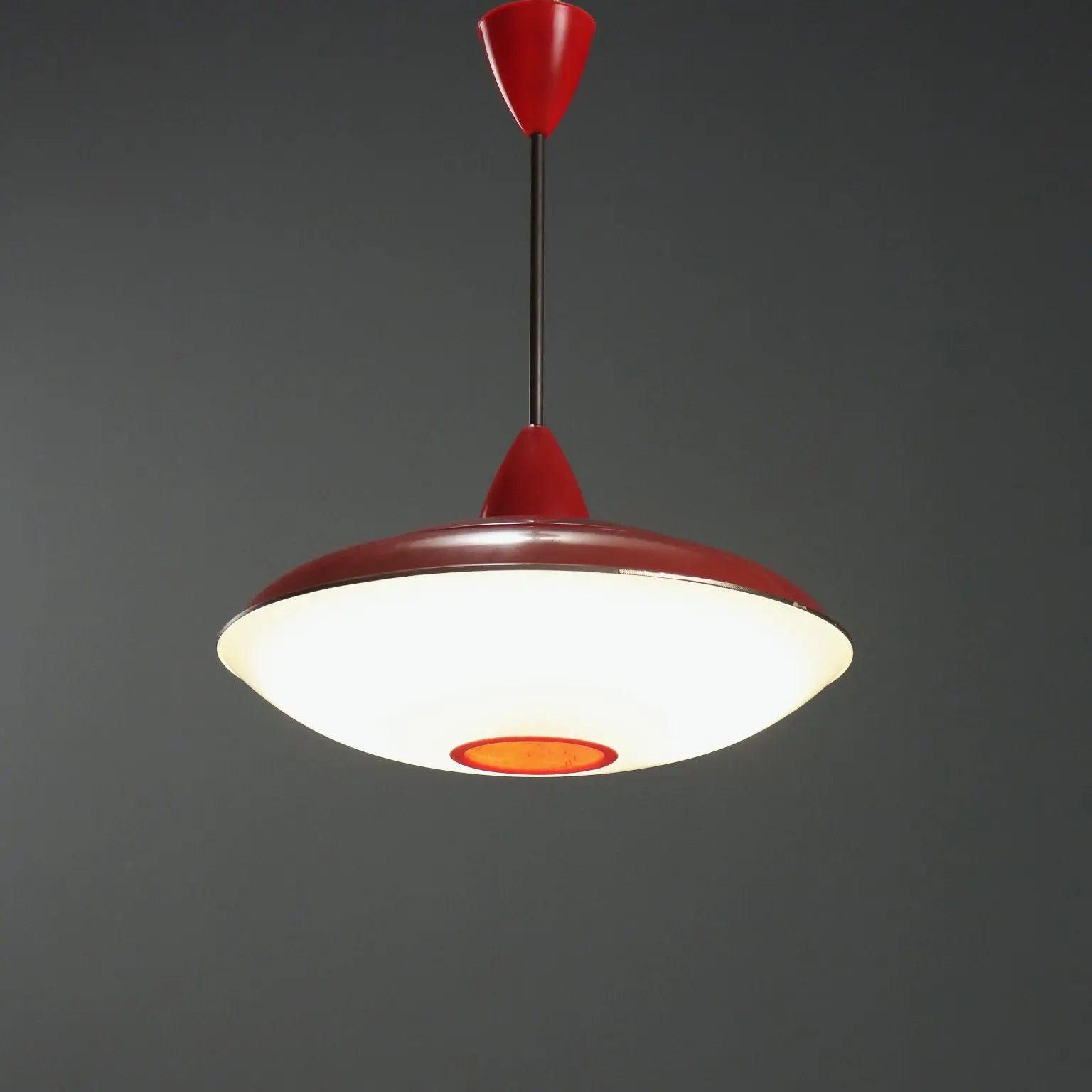 Vintage Chandelier Aluminium Glass Design Italy 1960s