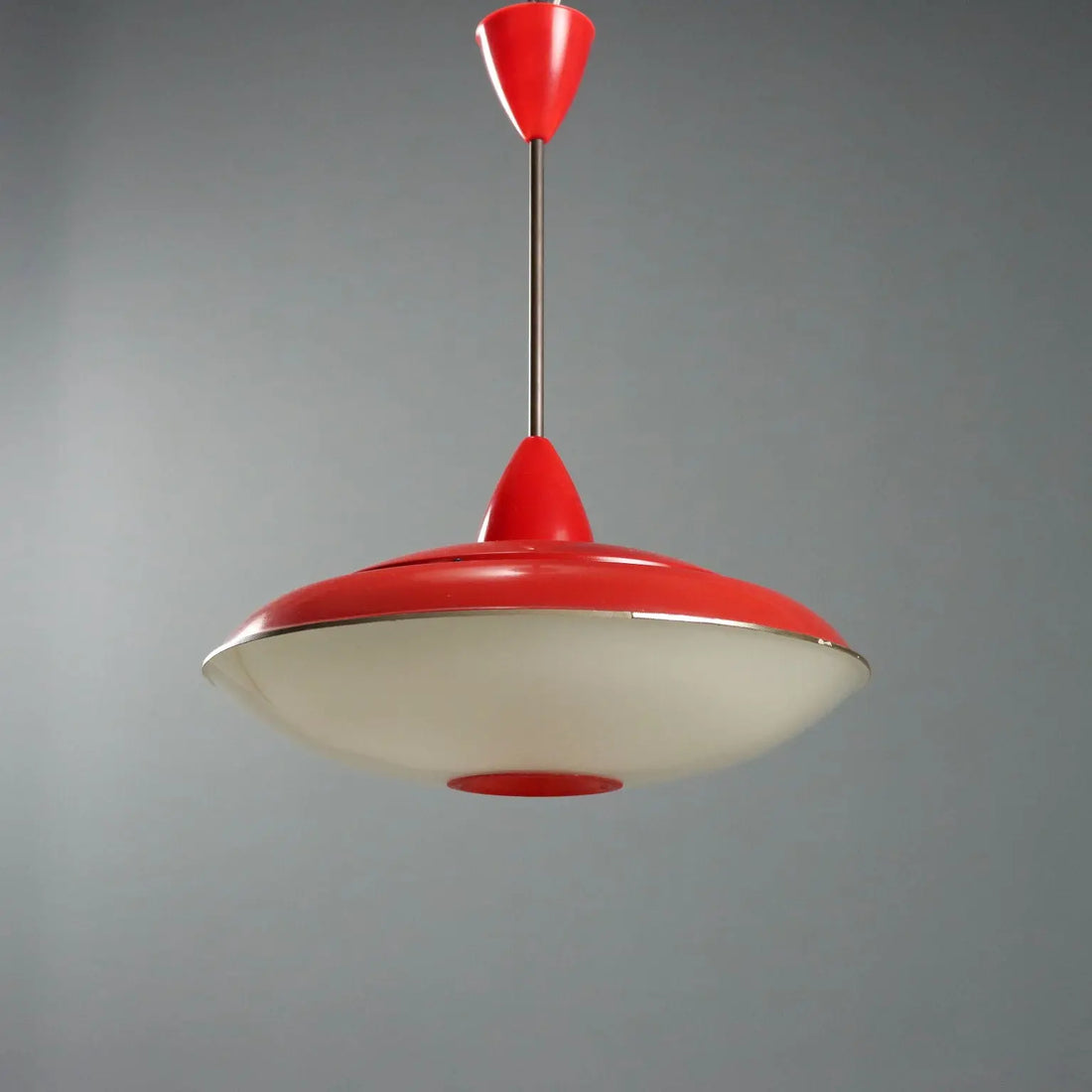 Vintage Chandelier Aluminium Glass Design Italy 1960s