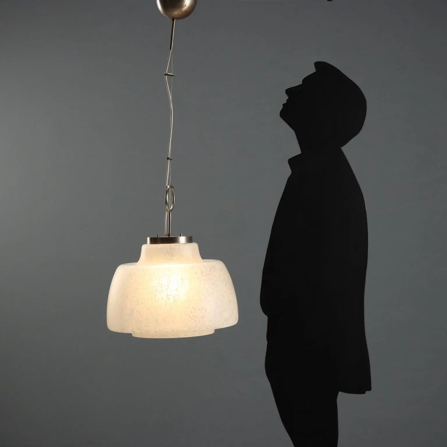 Vintage Lamp Glass Chromed Metal Design Italy 1970s