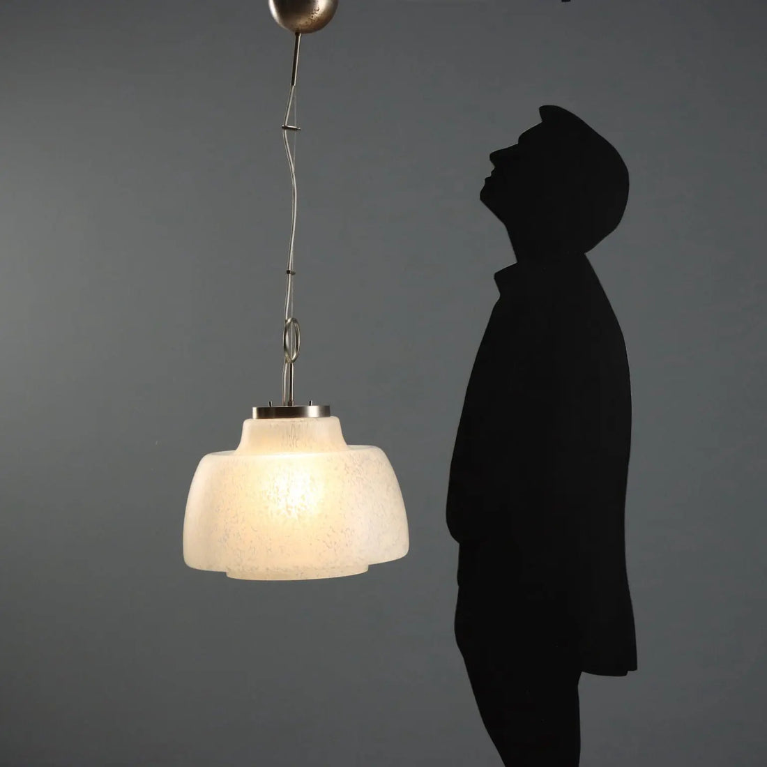 Vintage Lamp Glass Chromed Metal Design Italy 1970s