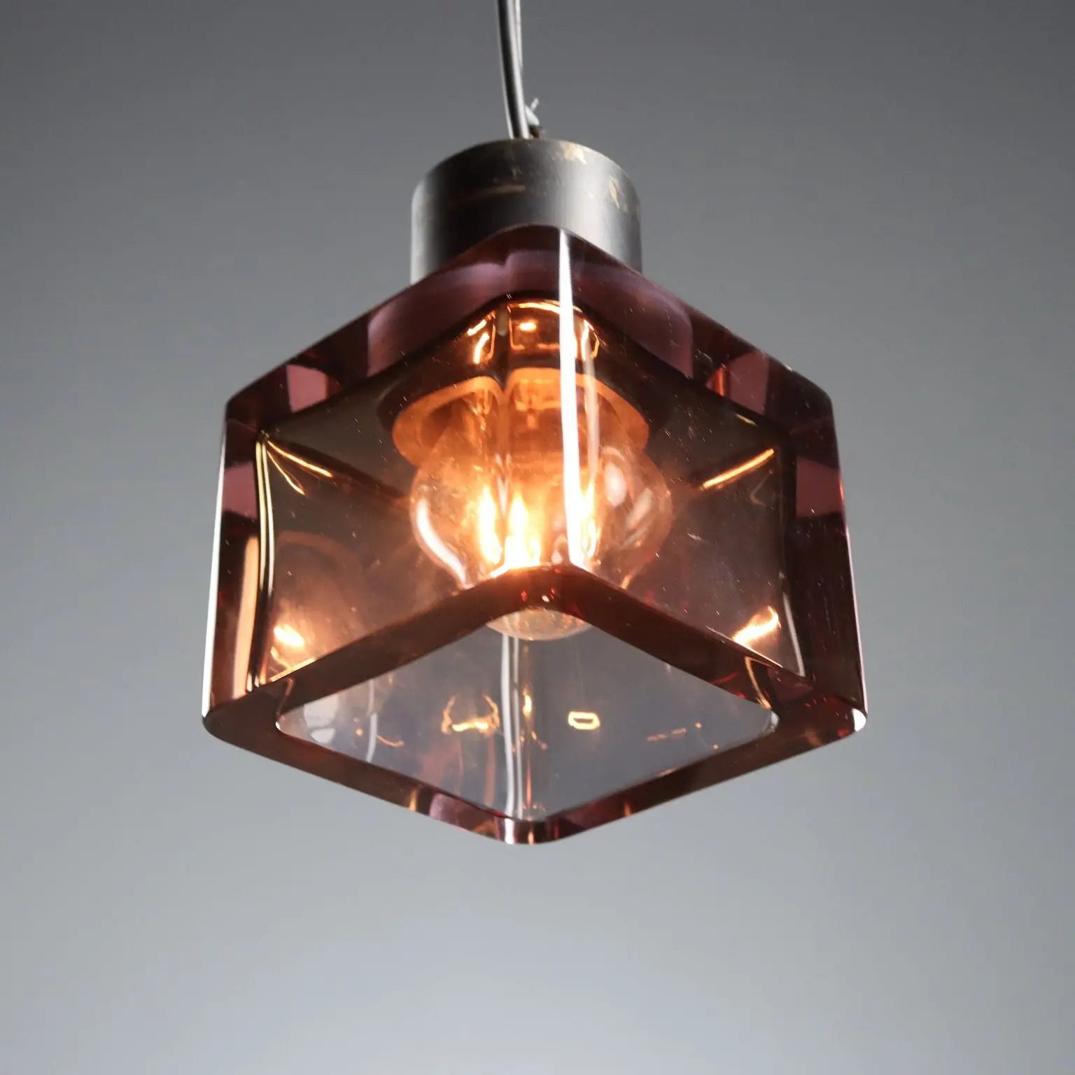 Vintage Lamp Purple Glass Style of Seguso Design Italy 1960s