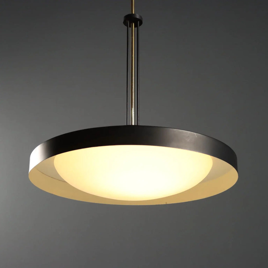 Vintage Ceiling Lamp Aluminium Brass Glass Design Italy 1950s