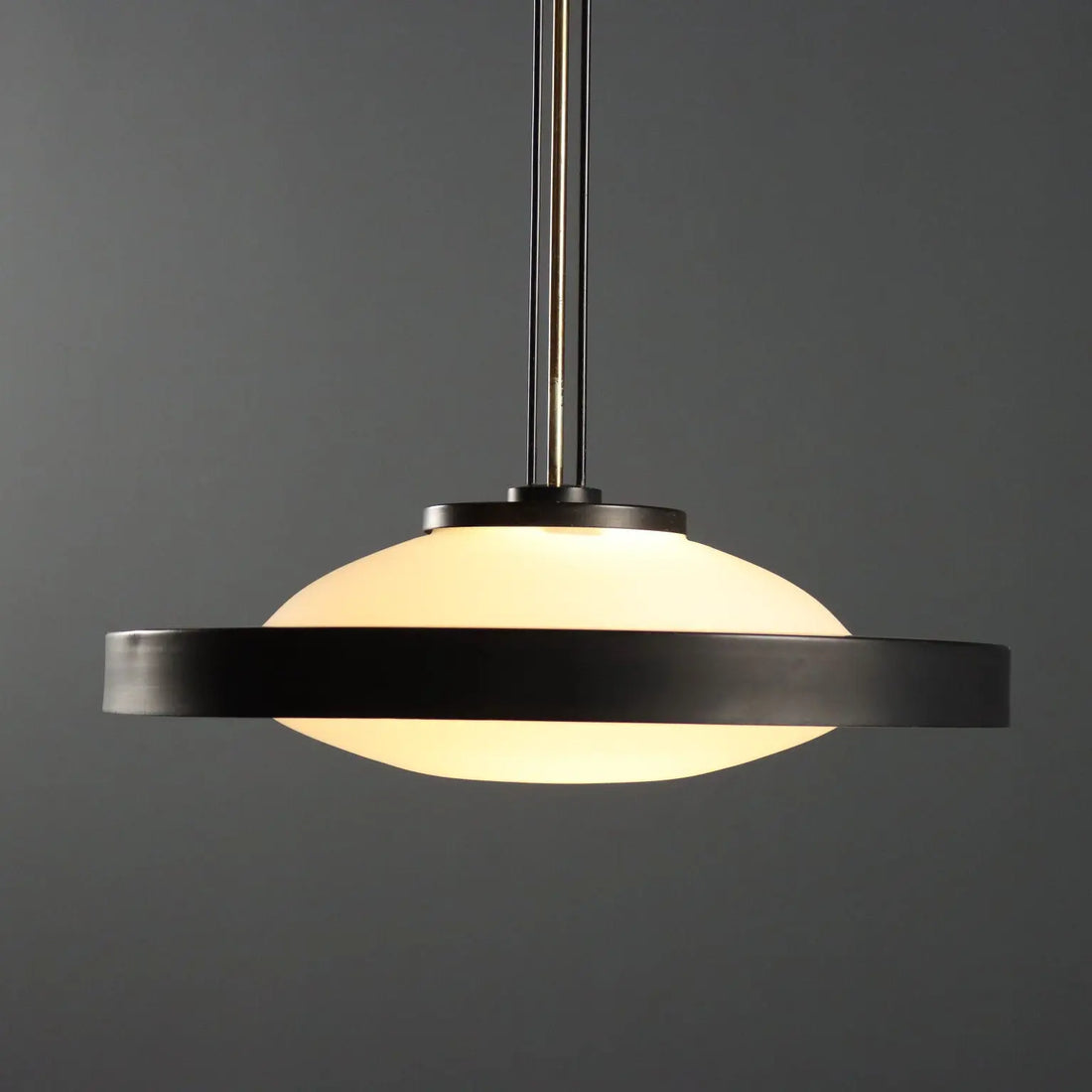 Vintage Ceiling Lamp Aluminium Brass Glass Design Italy 1950s