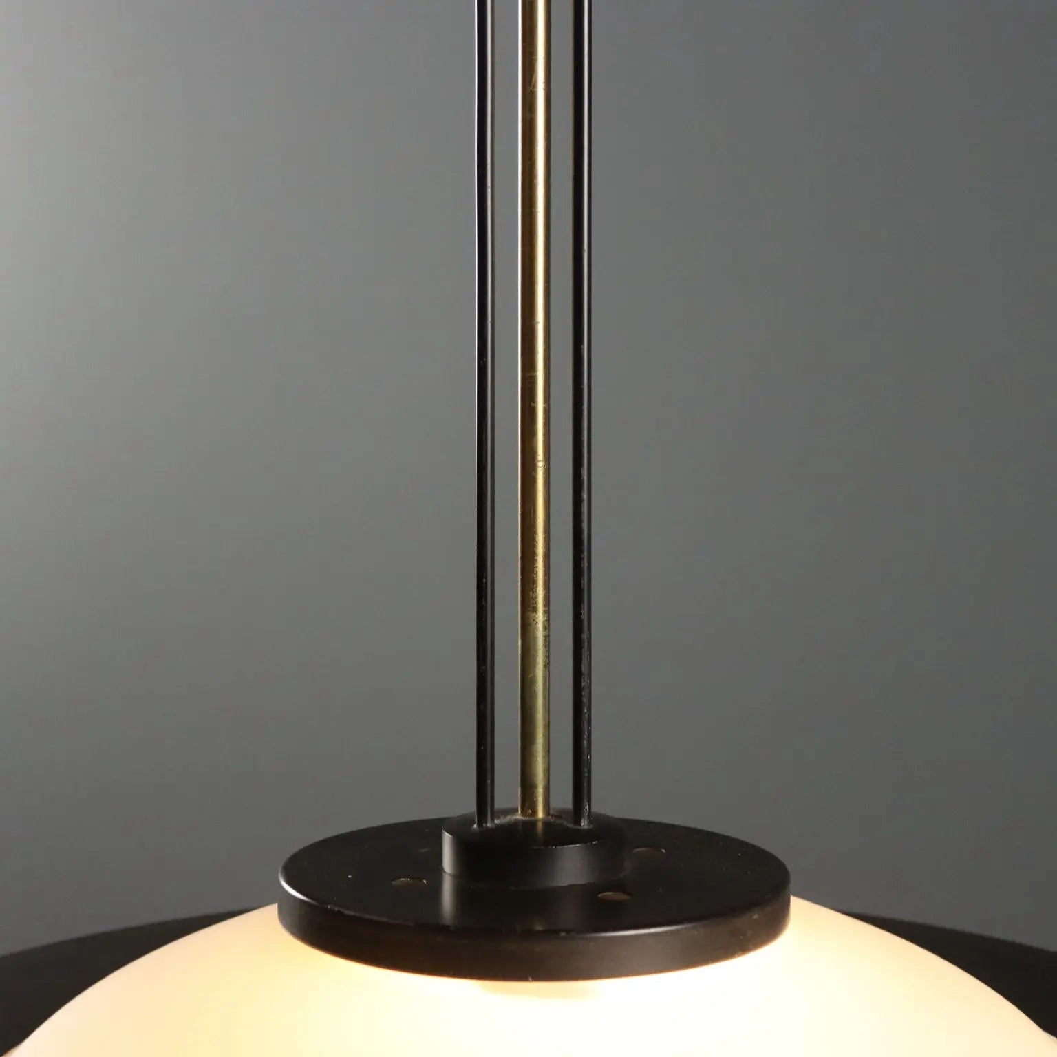 Vintage Ceiling Lamp Aluminium Brass Glass Design Italy 1950s