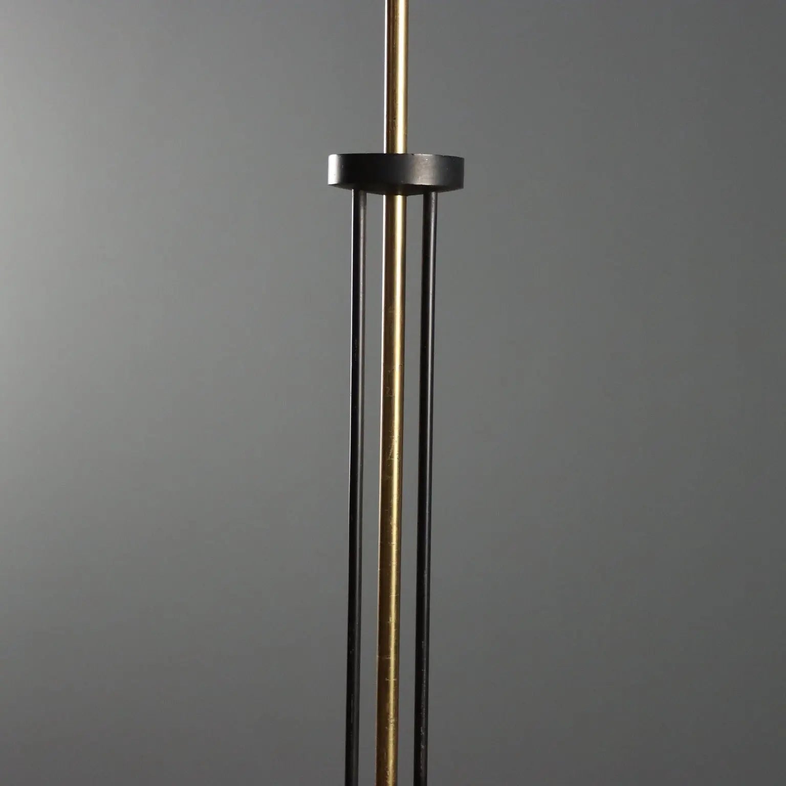 Vintage Ceiling Lamp Aluminium Brass Glass Design Italy 1950s