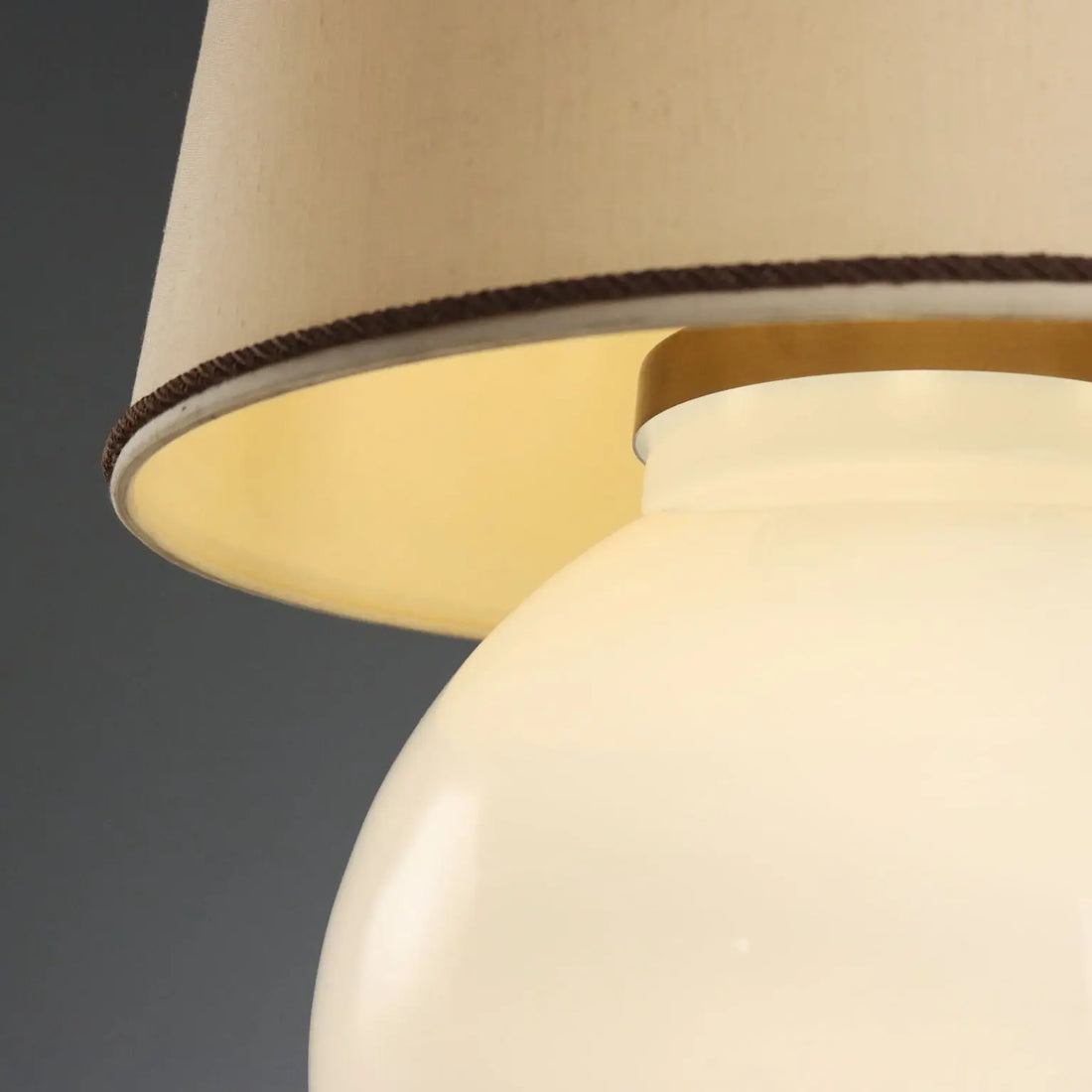 1970s White Glass and Aluminum Table Lamp