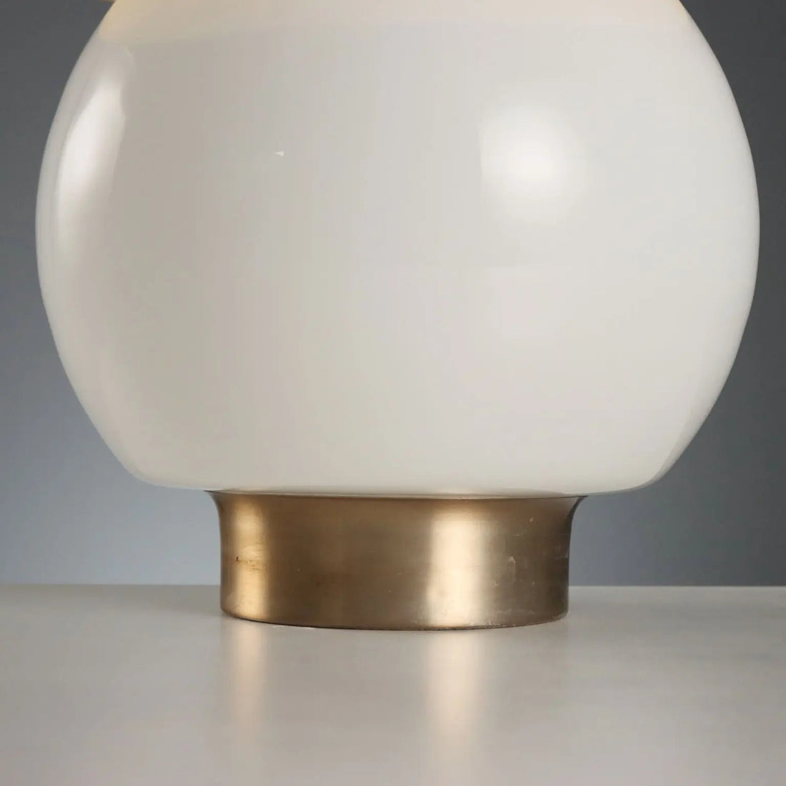 1970s White Glass and Aluminum Table Lamp