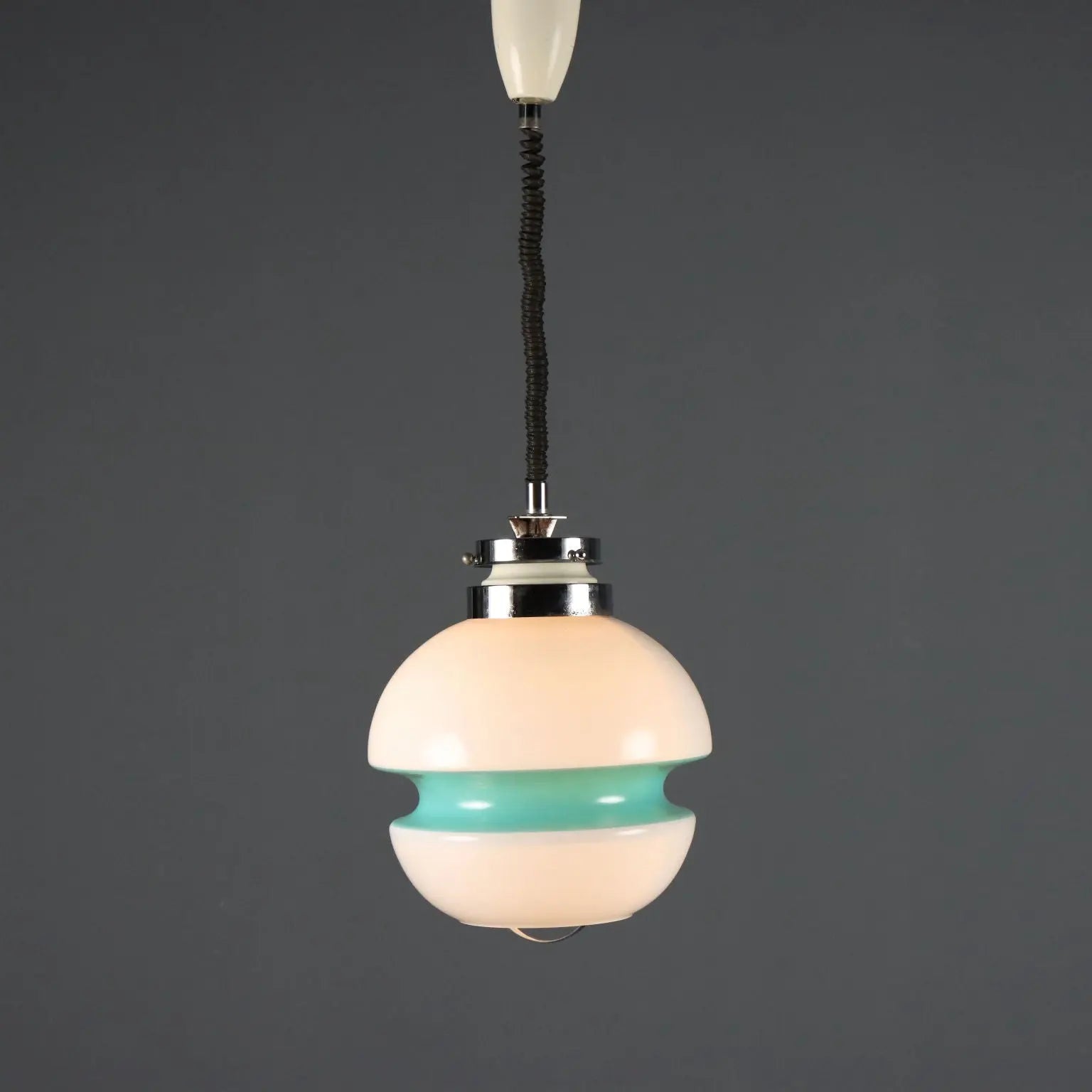 Vintage Ceiling Lamp White Glass Design Italy 1960s-1970s