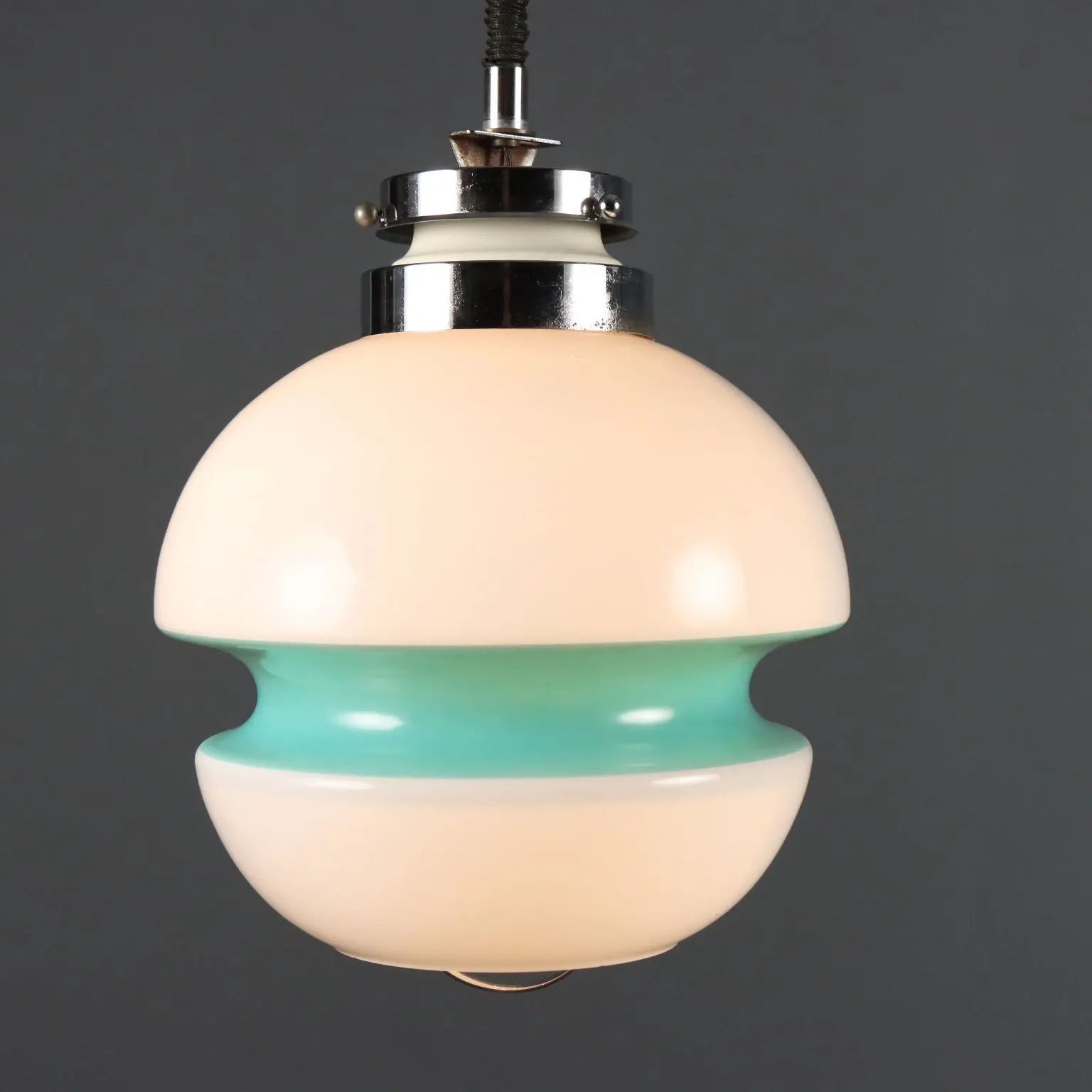 Vintage Ceiling Lamp White Glass Design Italy 1960s-1970s