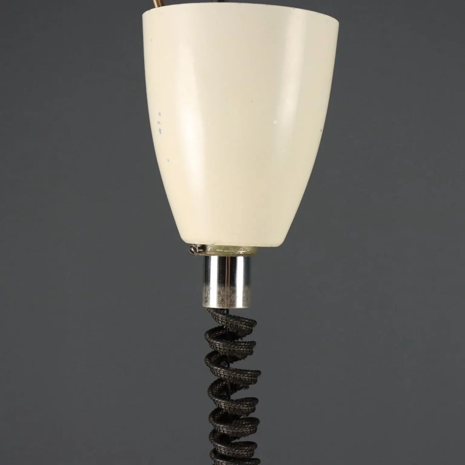 Vintage Ceiling Lamp White Glass Design Italy 1960s-1970s