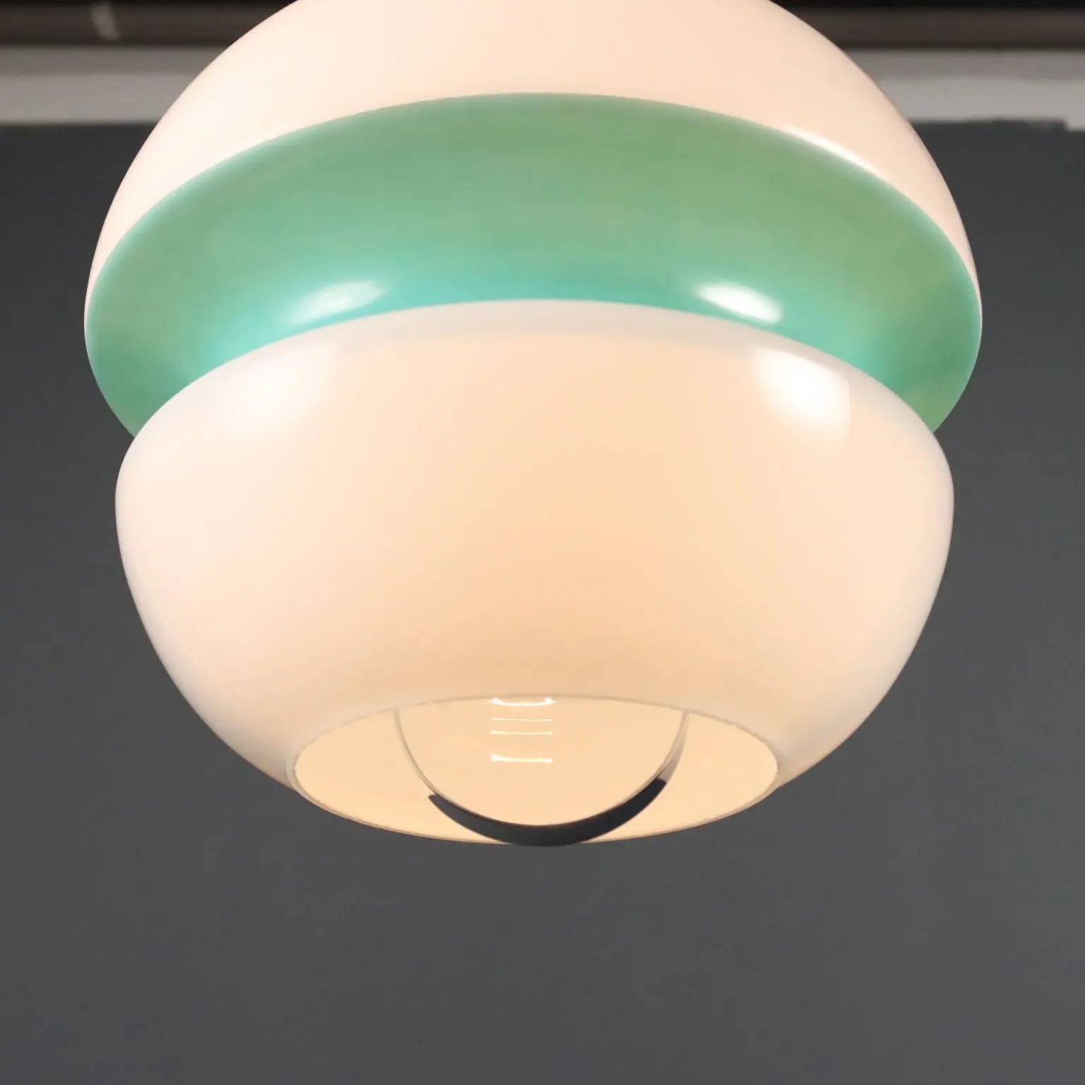 Vintage Ceiling Lamp White Glass Design Italy 1960s-1970s