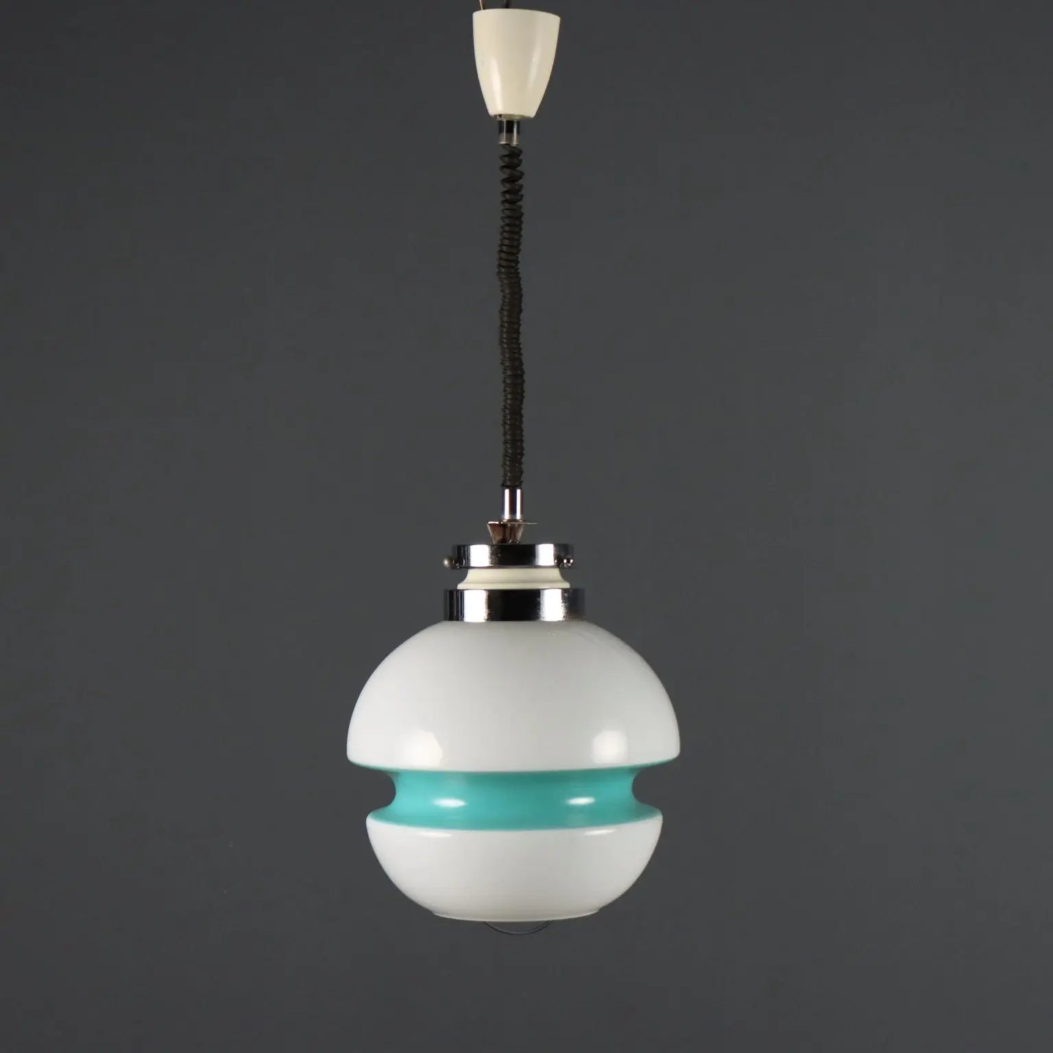 Vintage Ceiling Lamp White Glass Design Italy 1960s-1970s