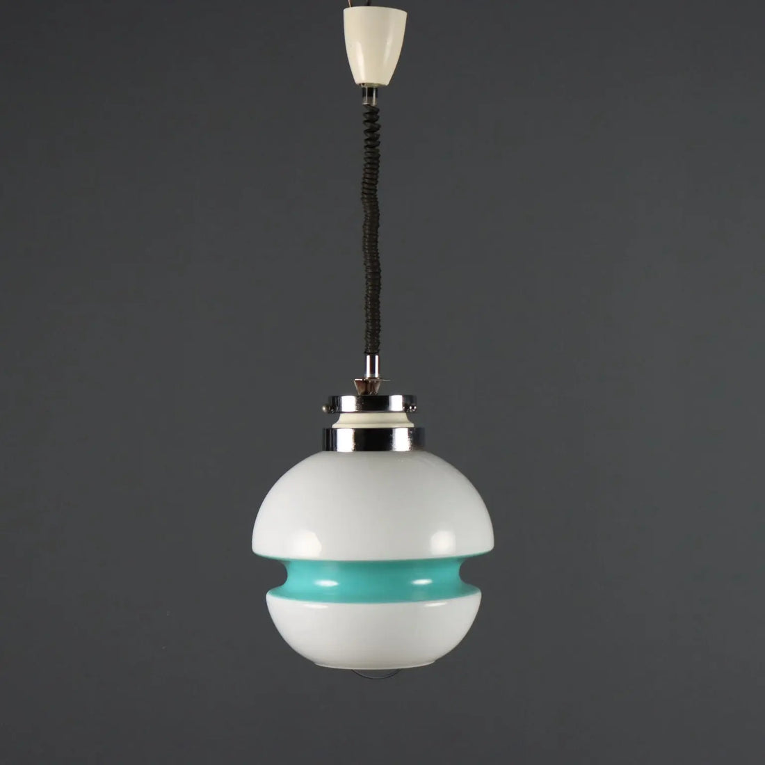 Vintage Ceiling Lamp White Glass Design Italy 1960s-1970s