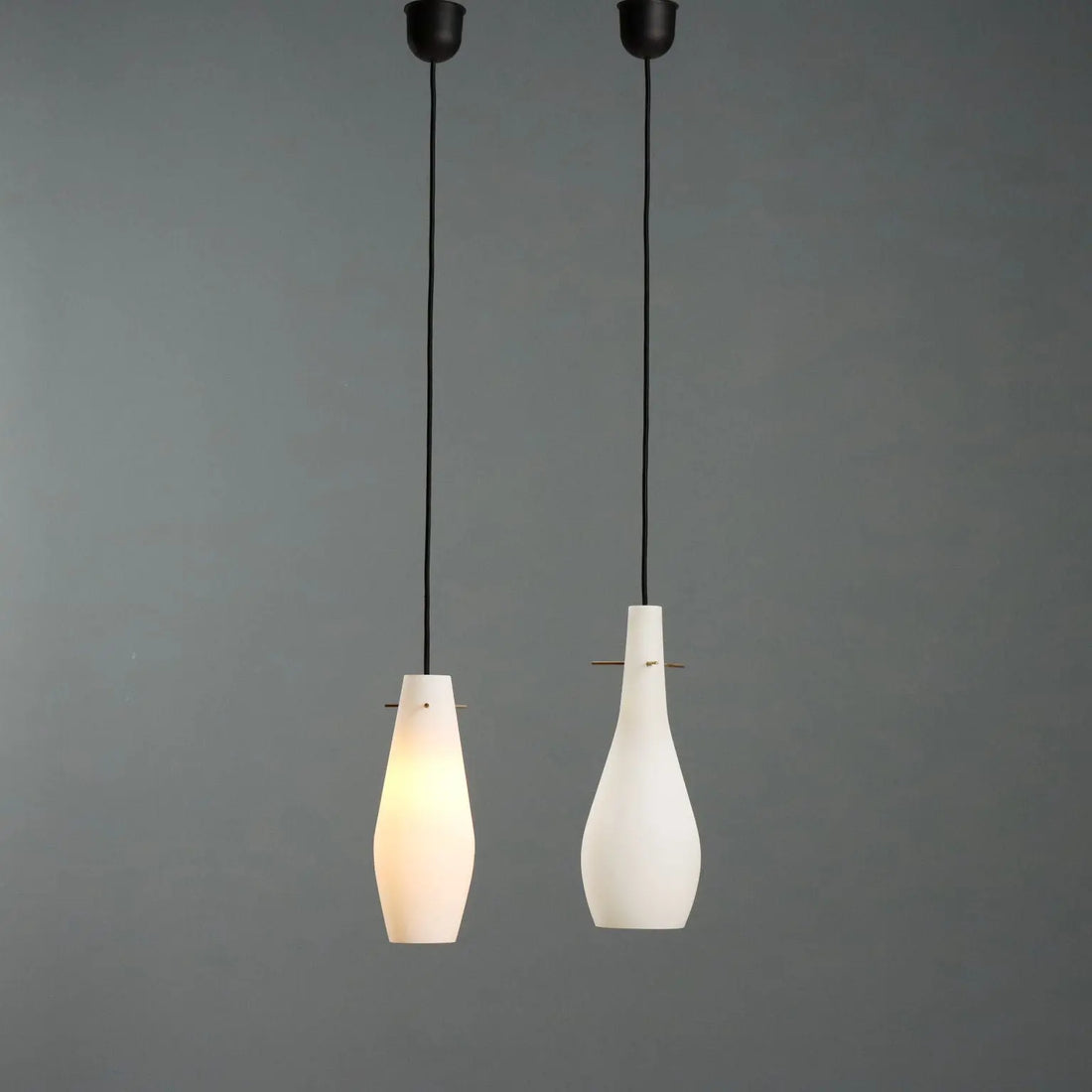 Vintage Lamps Metal Opaline Glass Design Italy 1960s 