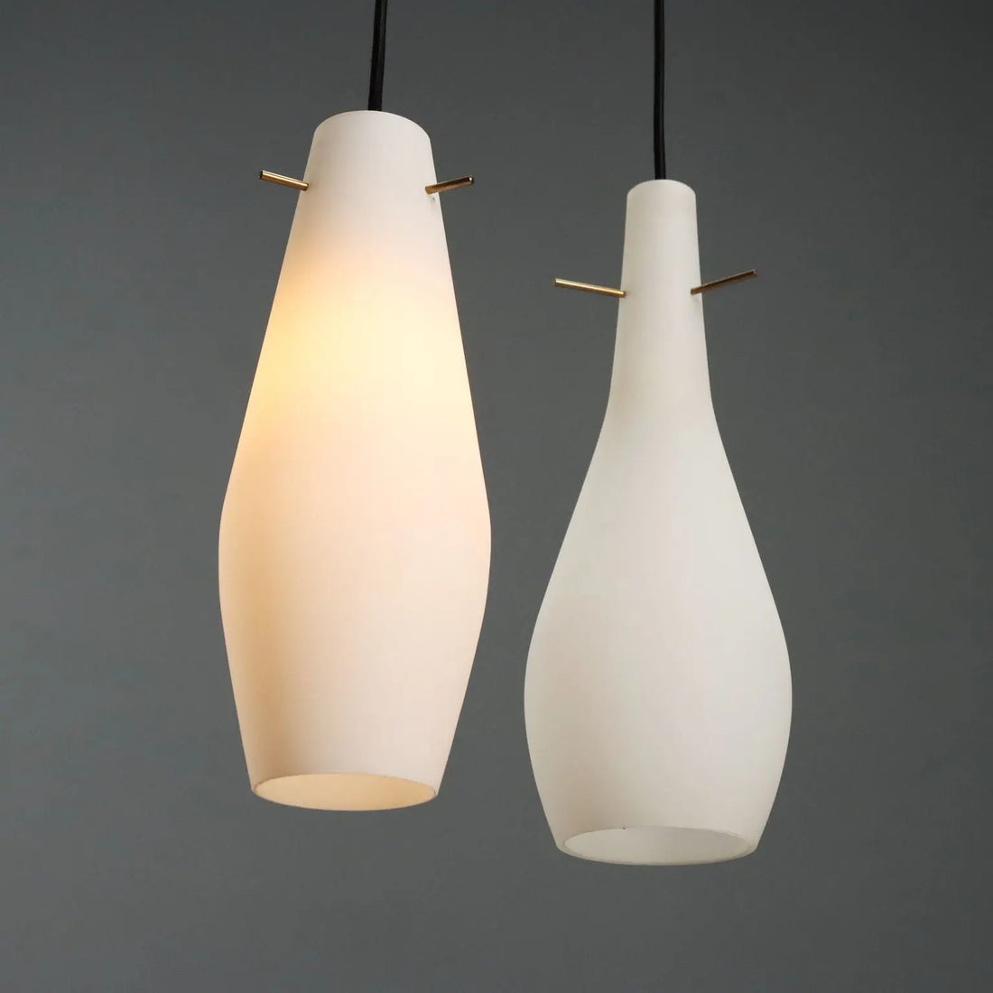 Vintage Lamps Metal Opaline Glass Design Italy 1960s 