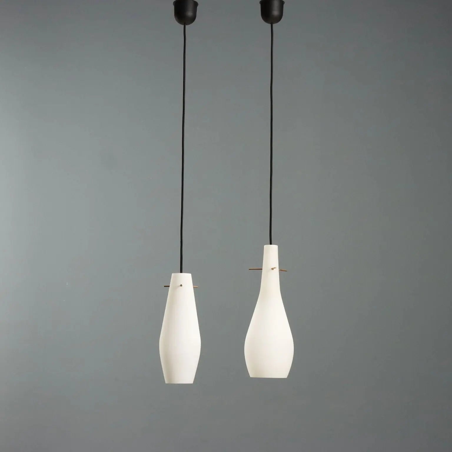 Vintage Lamps Metal Opaline Glass Design Italy 1960s 