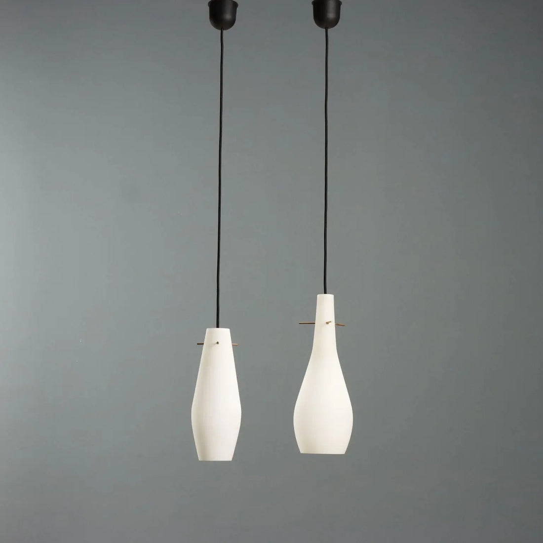 Vintage Lamps Metal Opaline Glass Design Italy 1960s 