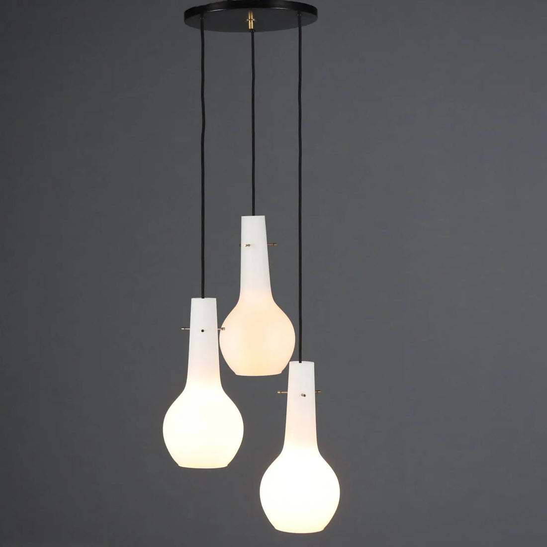 Vintage Ceiling Lamp Opaline Glass 3 Lights Design Italy 1960s