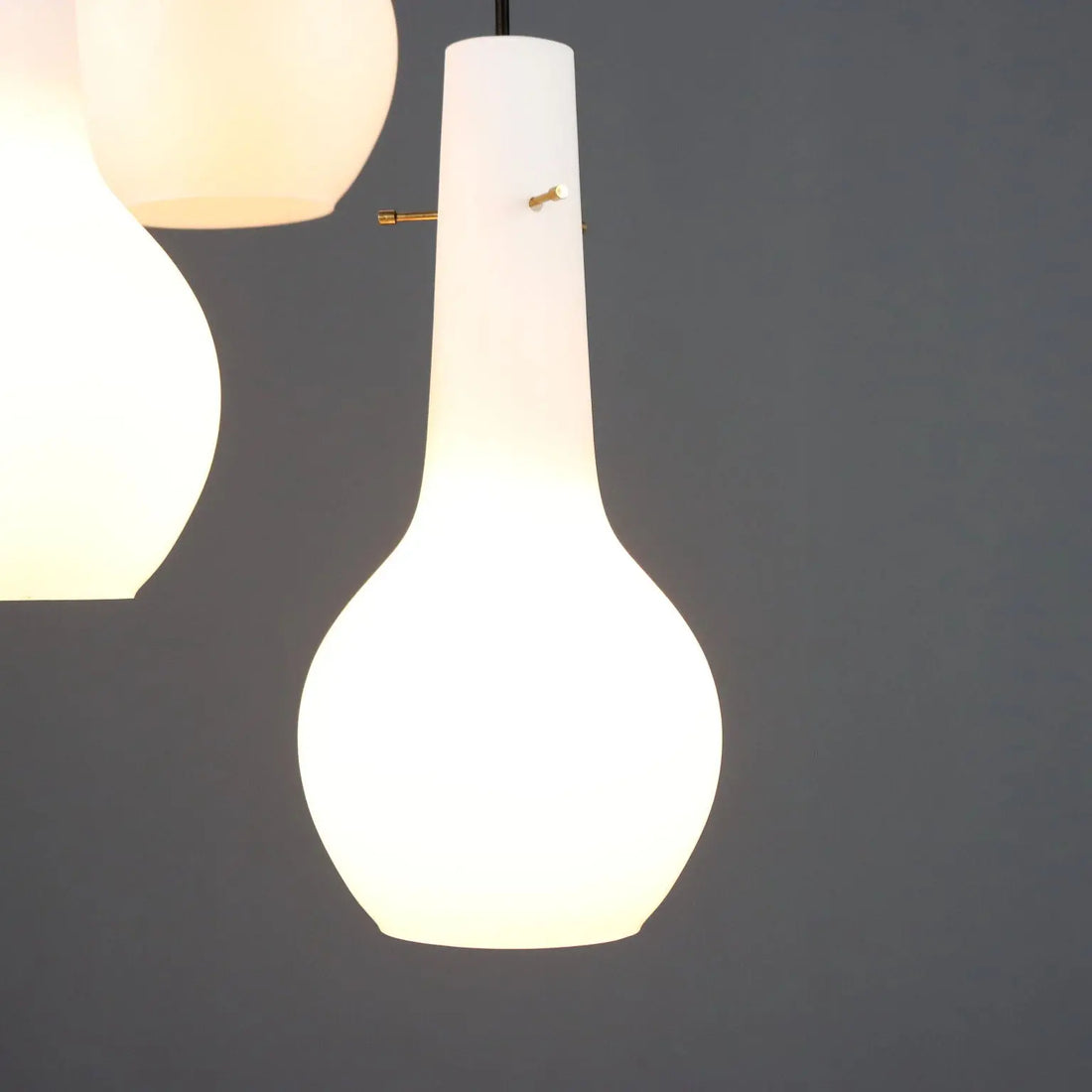 Vintage Ceiling Lamp Opaline Glass 3 Lights Design Italy 1960s