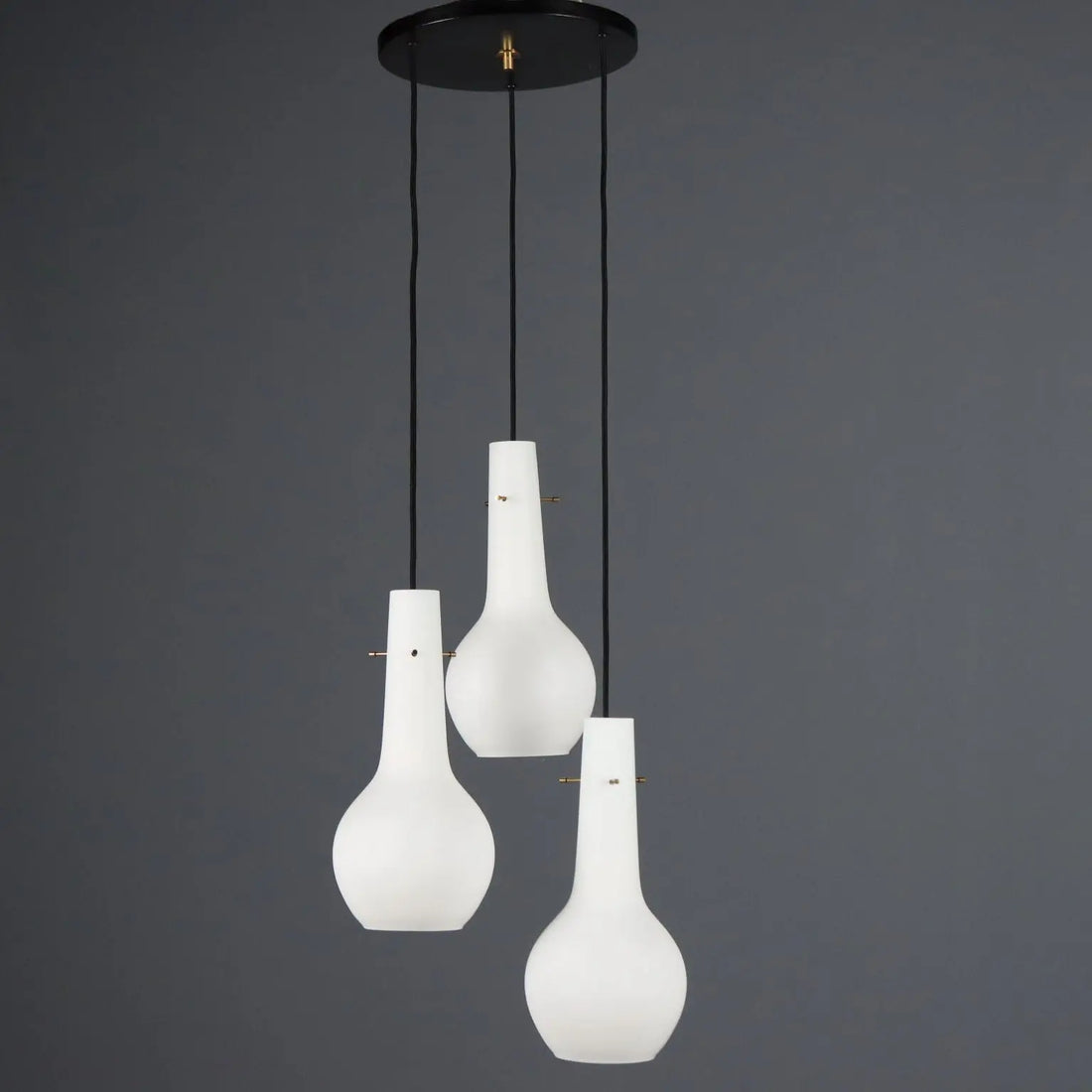 Vintage Ceiling Lamp Opaline Glass 3 Lights Design Italy 1960s