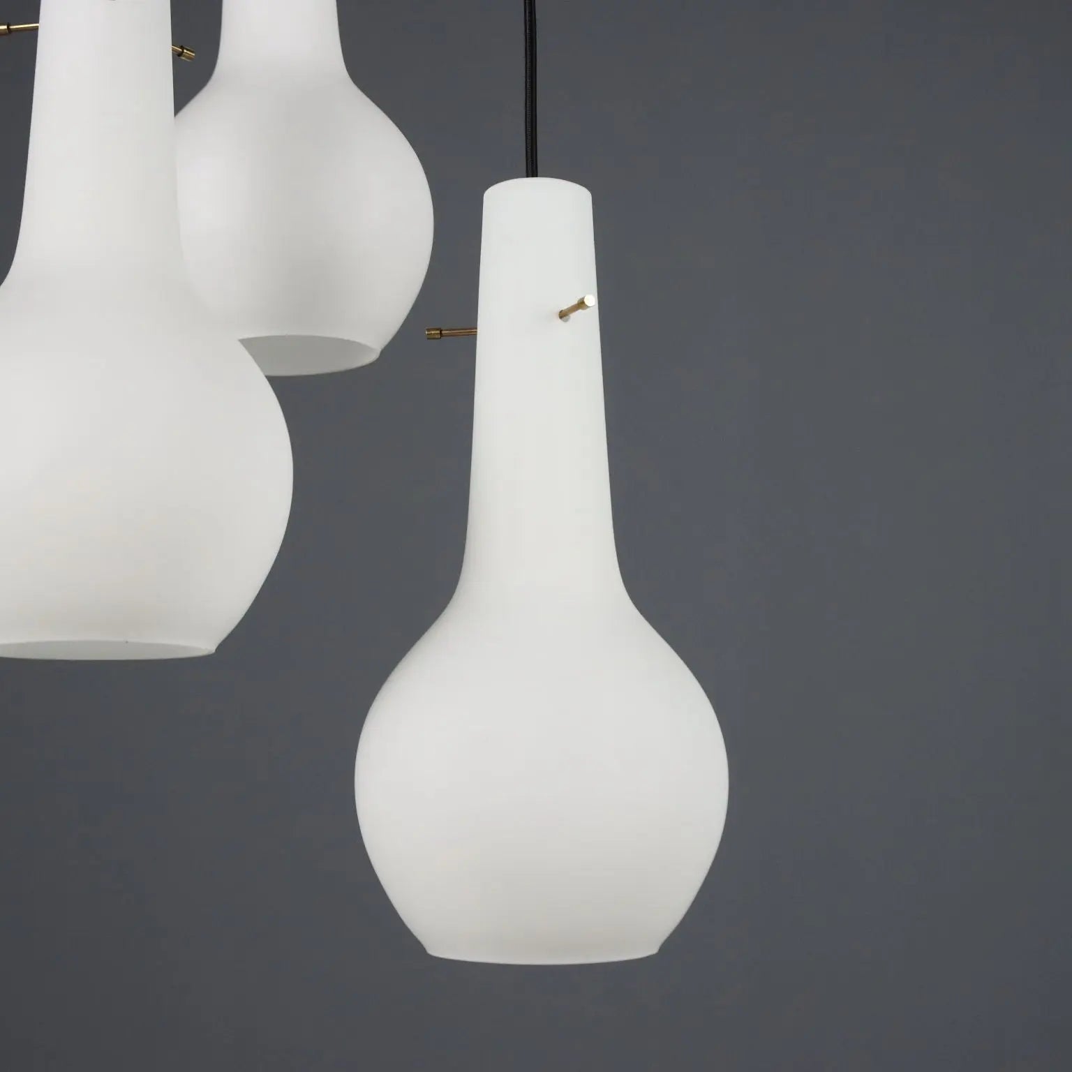 Vintage Ceiling Lamp Opaline Glass 3 Lights Design Italy 1960s
