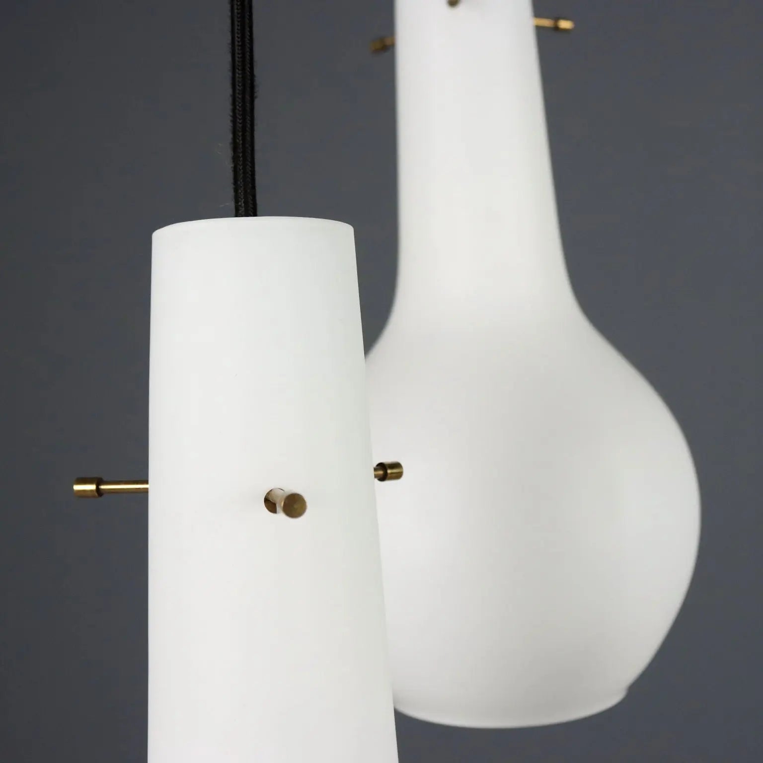 Vintage Ceiling Lamp Opaline Glass 3 Lights Design Italy 1960s