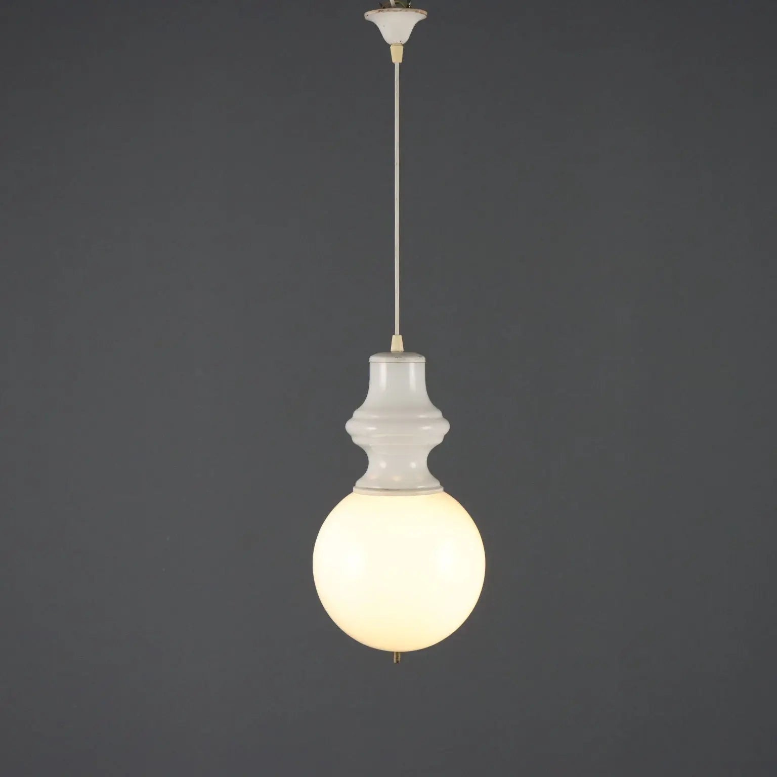Vintage 1960s White Glass Chandelier