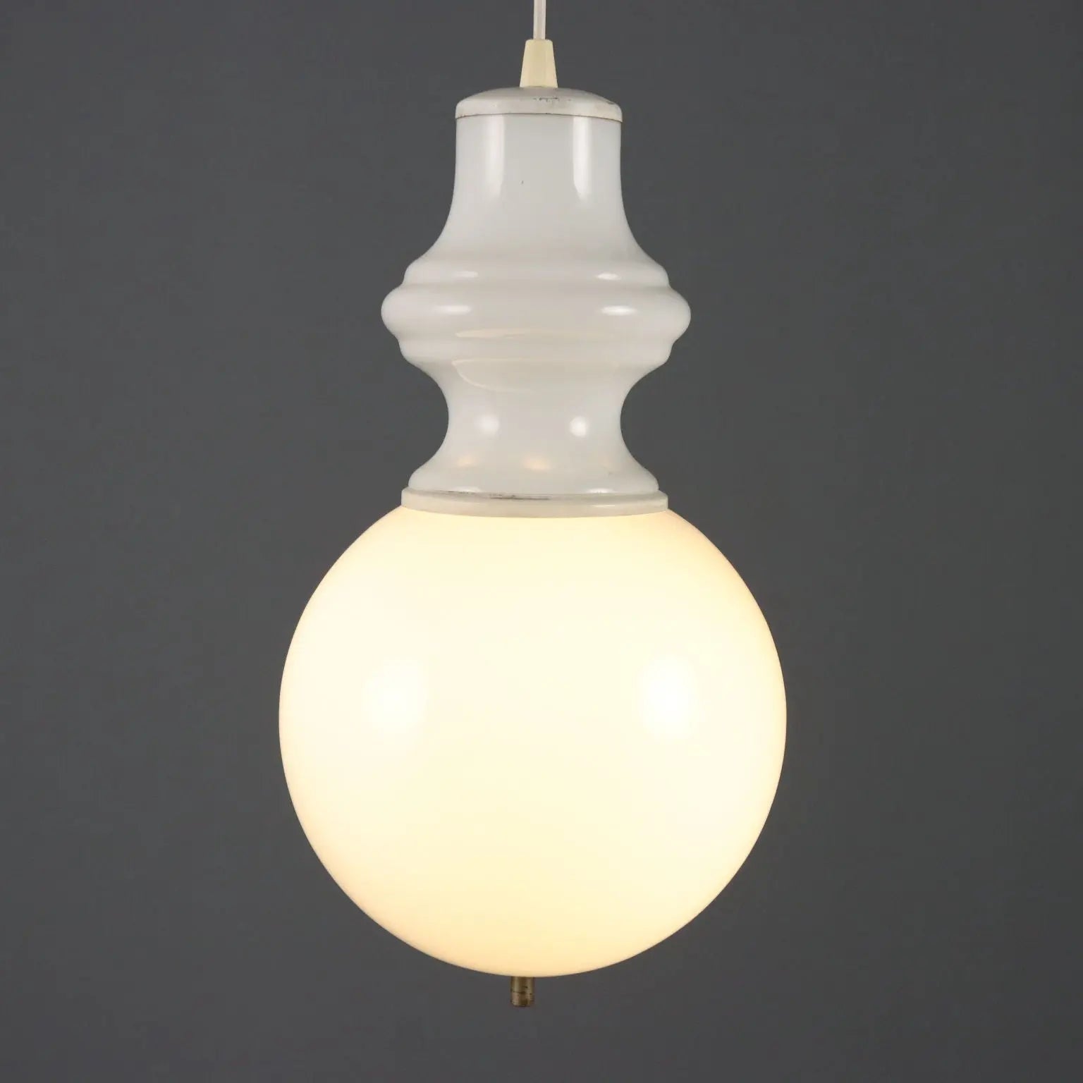 Vintage 1960s White Glass Chandelier