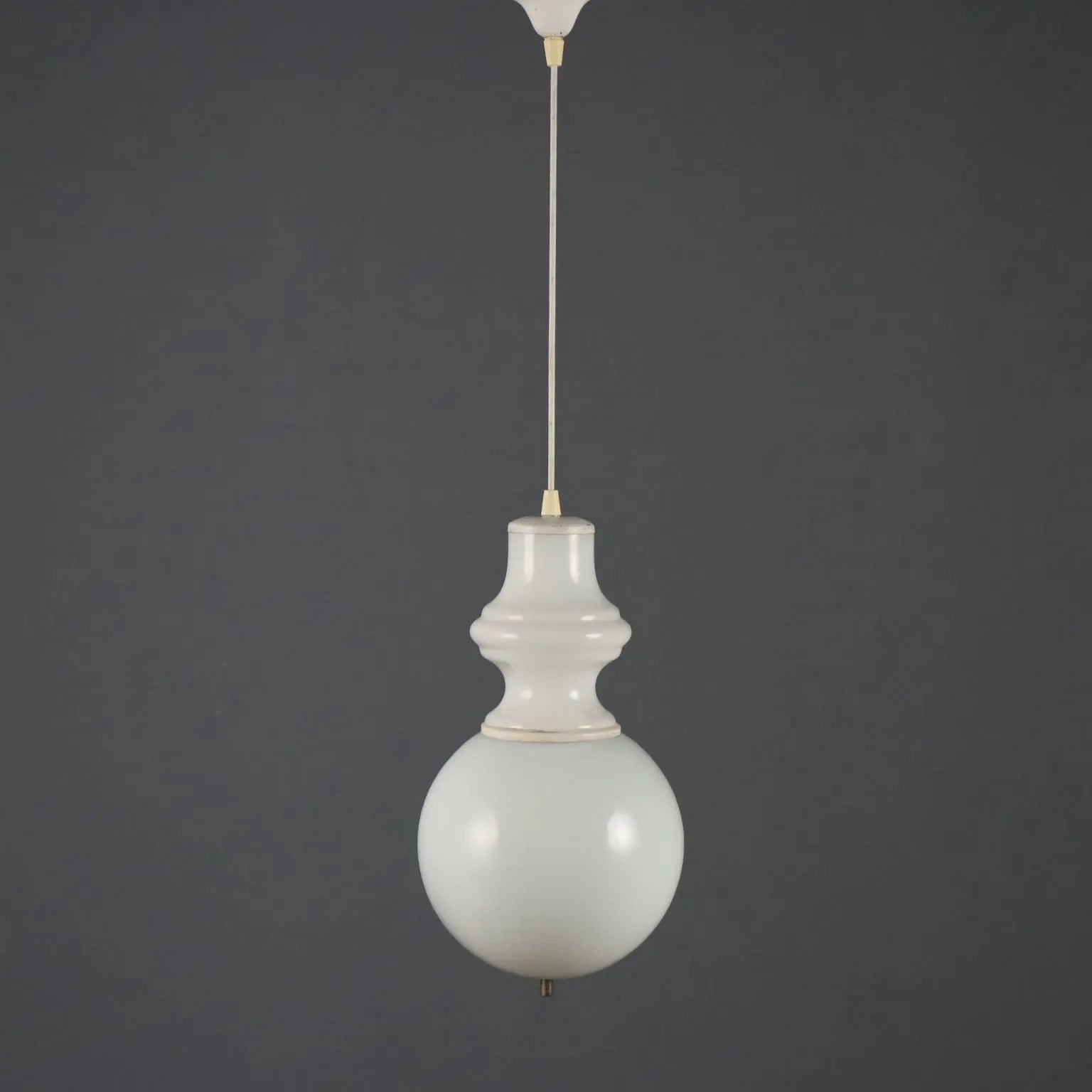 Vintage 1960s White Glass Chandelier