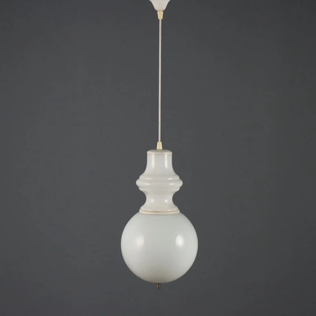 Vintage 1960s White Glass Chandelier