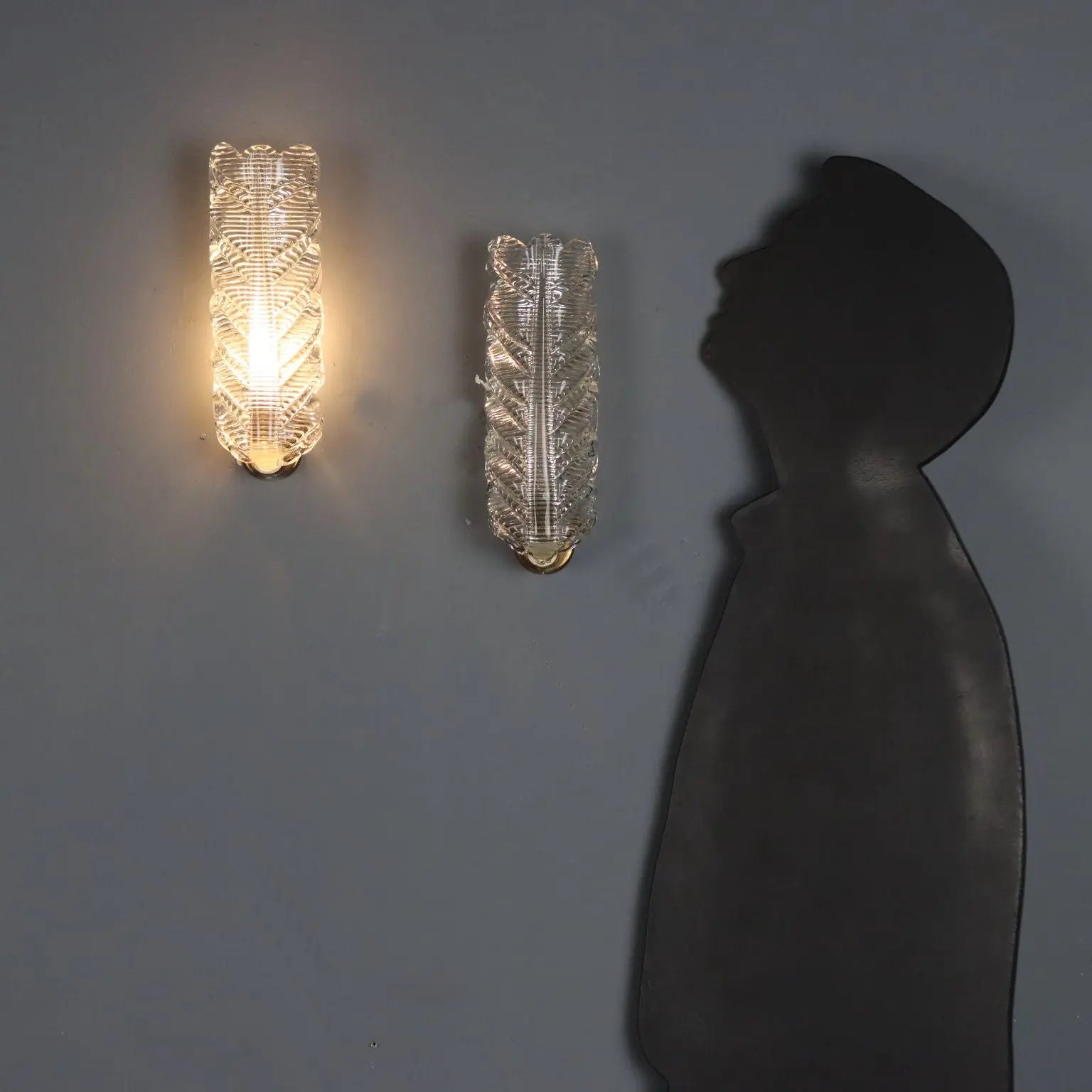 1950s Brass and Glass Wall Lamps