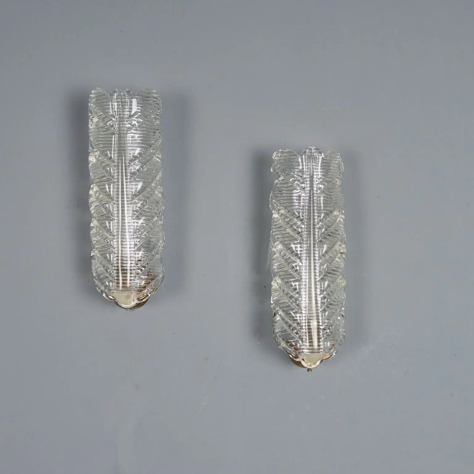 1950s Brass and Glass Wall Lamps