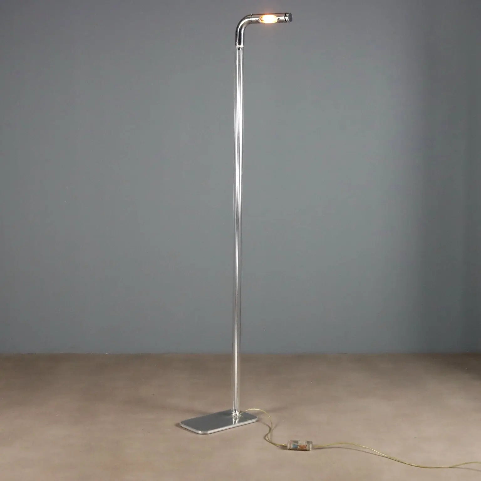 Glass and Metal Floor Lamp with Rotating Diffuser